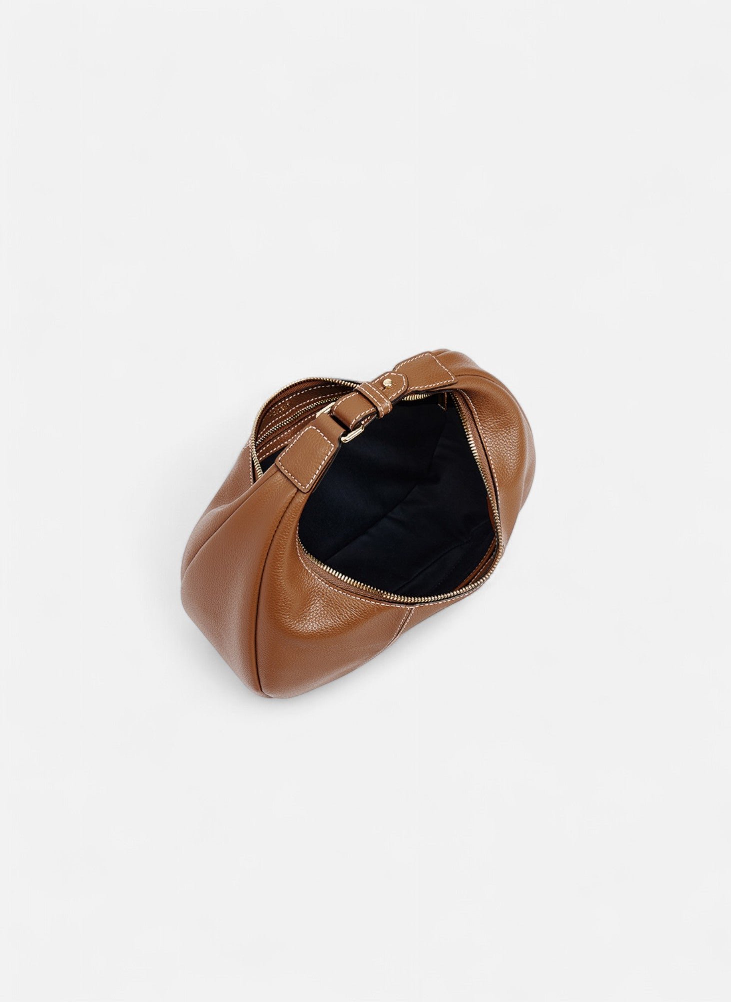 Petit sac hobo juliette en cuir grainé LE TANNEUR Marron