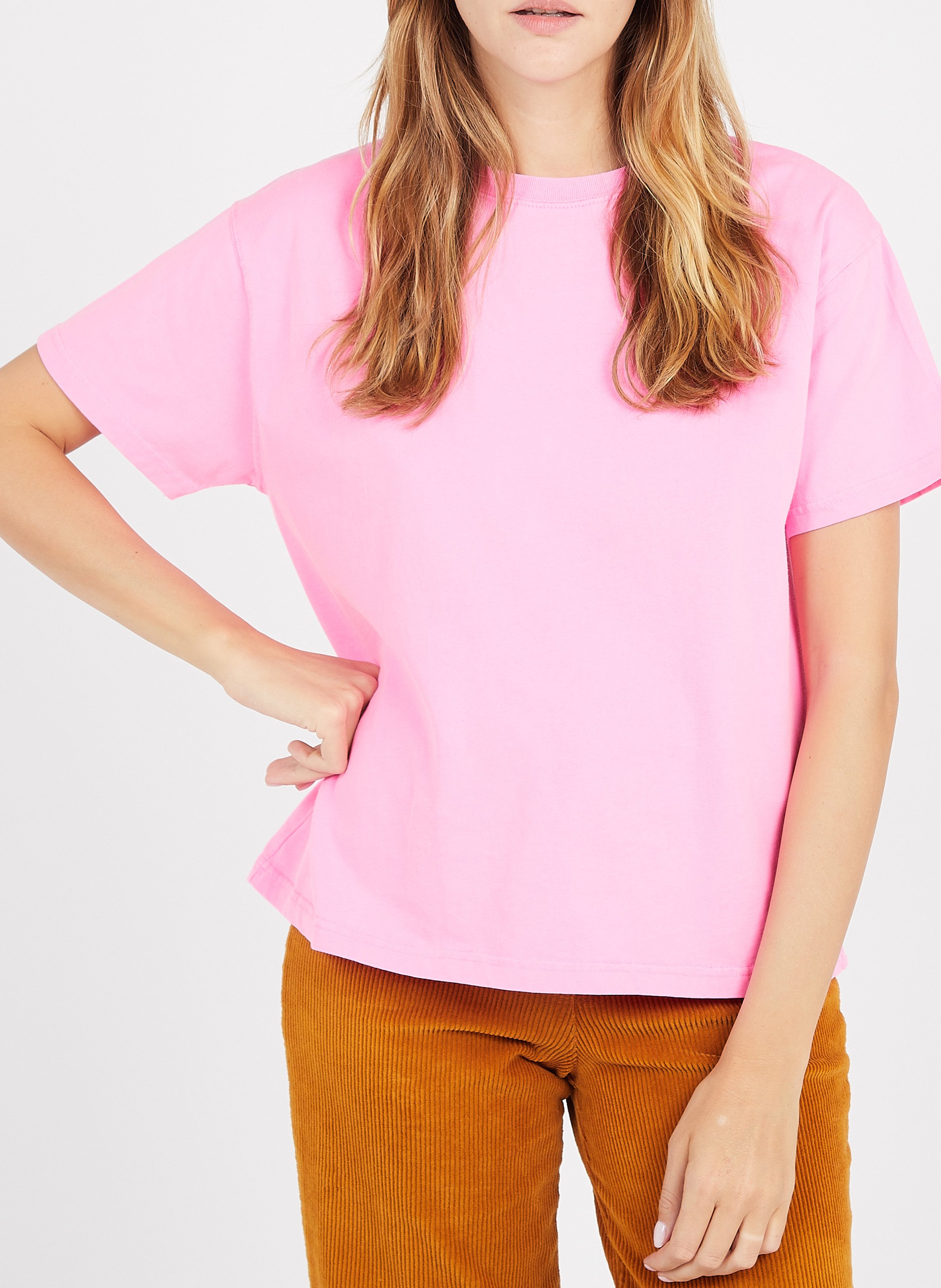 Tee-shirt ample col rond en coton fizvalley AMERICAN VINTAGE Rose