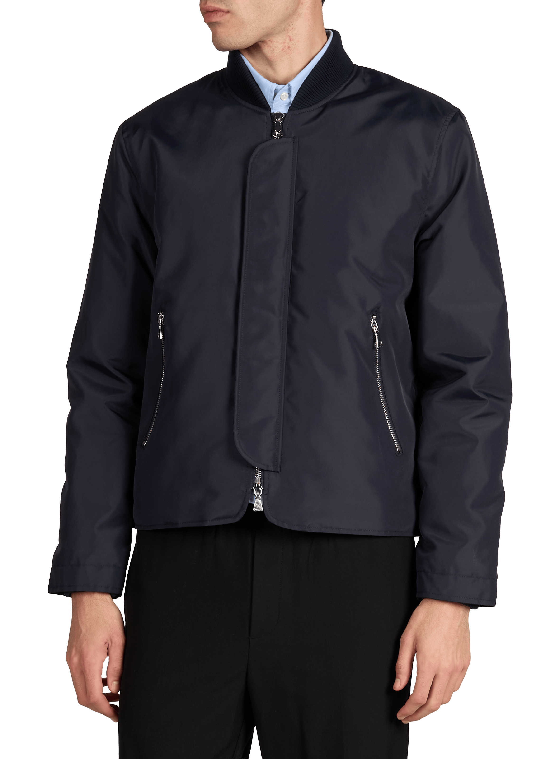 Solid Bomber Jacket with Ribbed Collar OFFICINE GENERALE Blue