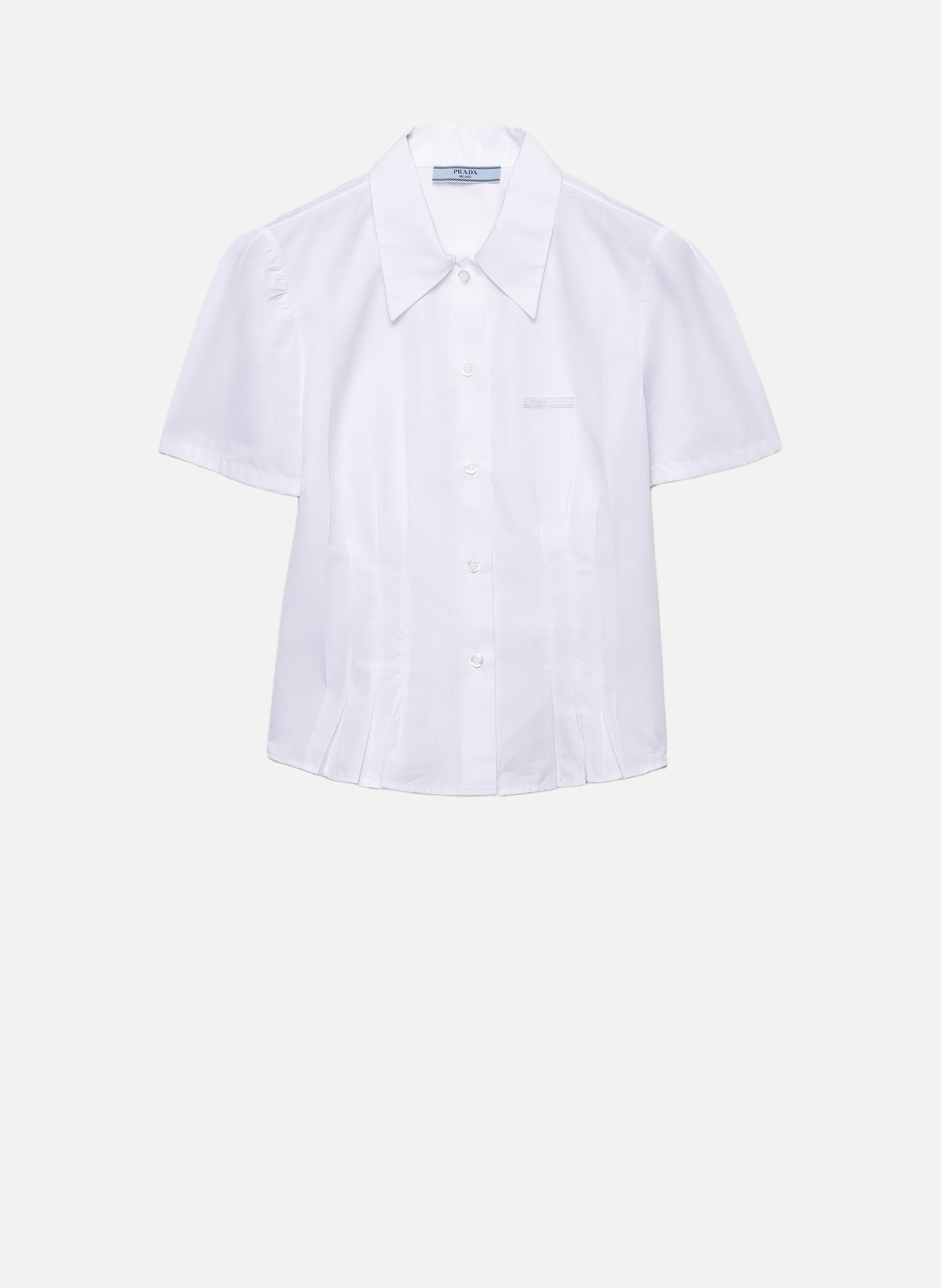Chemise à manches courtes en popeline PRADA Blanc