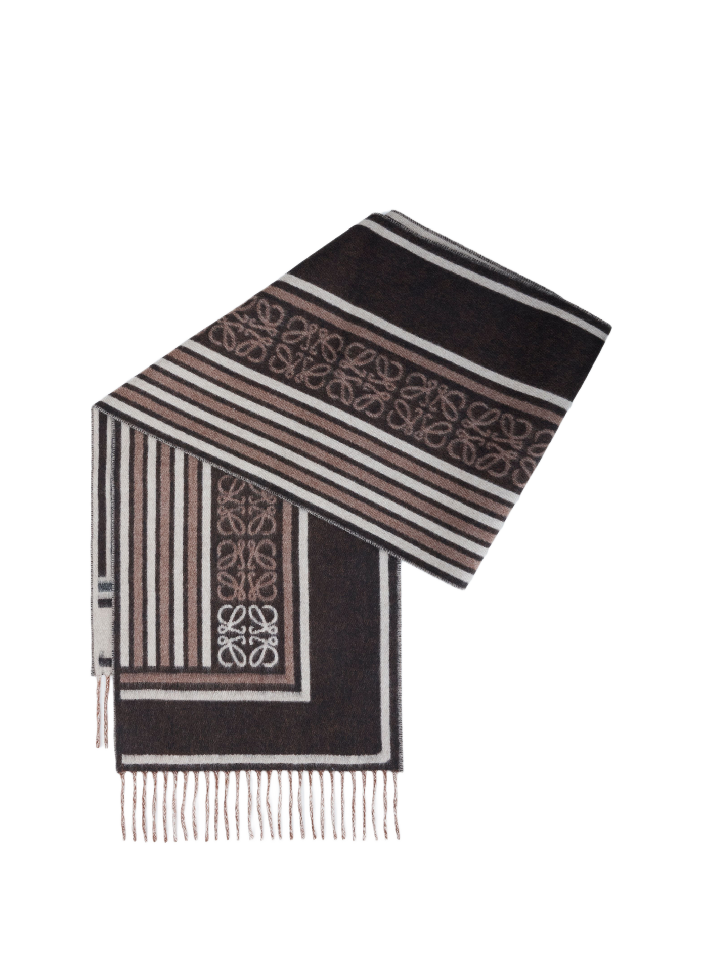Echarpe imprimée en laine et cachemire LOEWE Marron