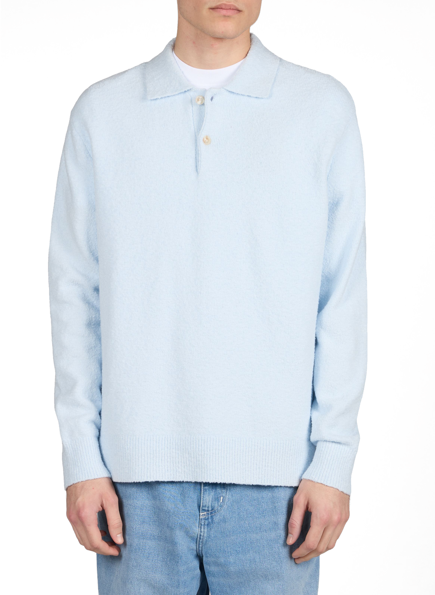 Pull à col polo en coton et laine mélangés SAMSOE SAMSOE Bleu
