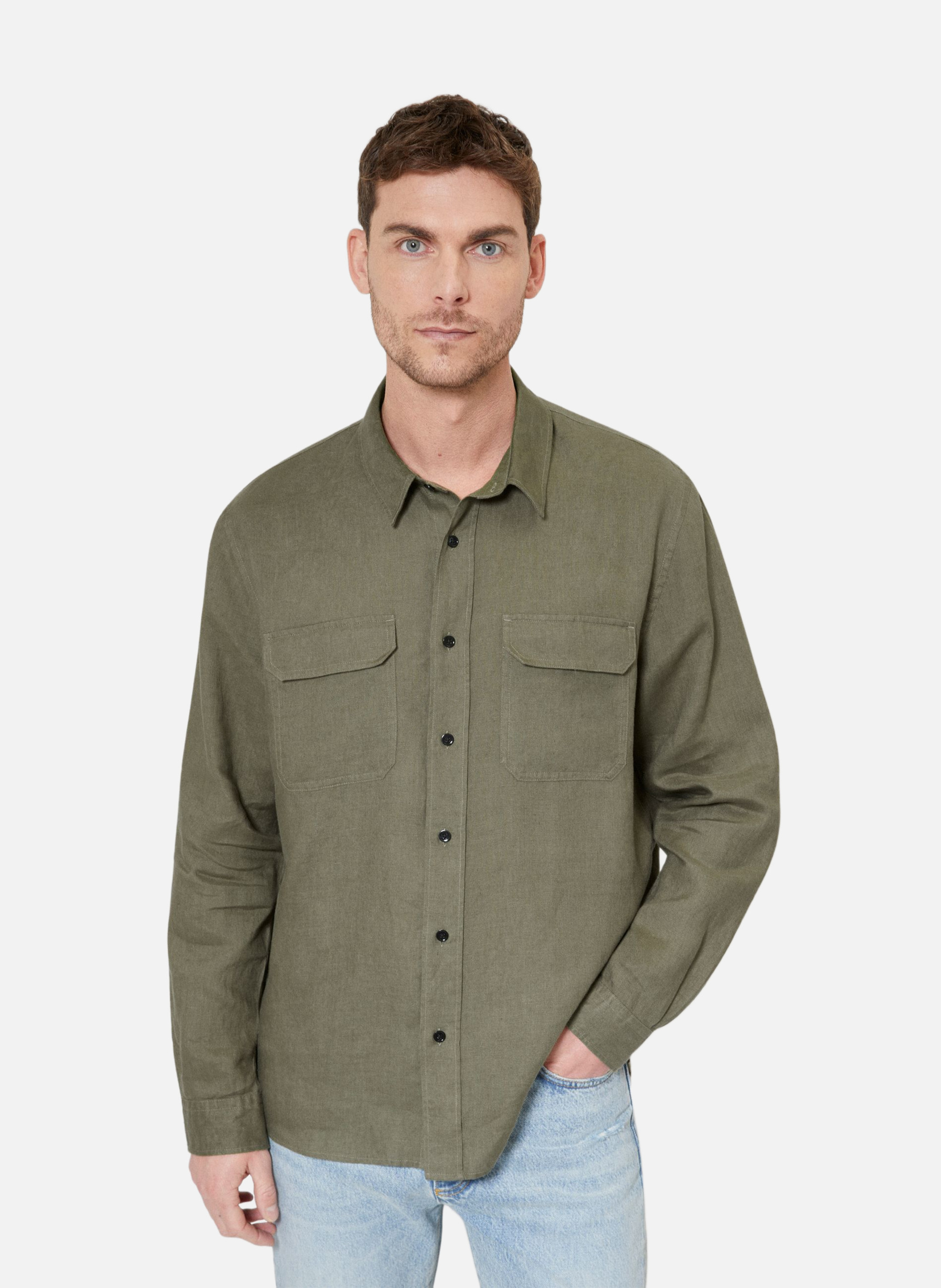 Chemise en lin THE KOOPLES Vert