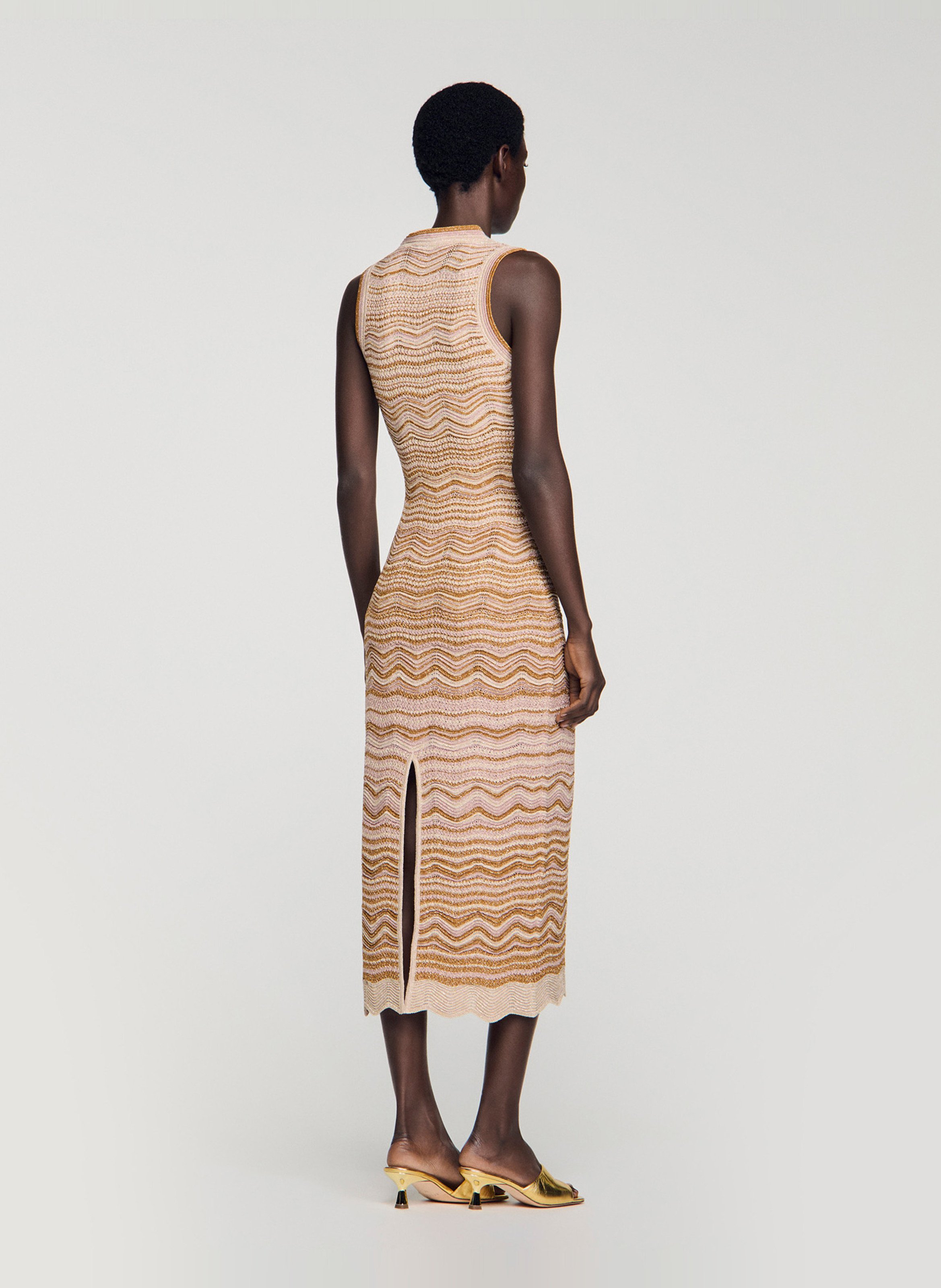 Robe midi ajustée sans manches SANDRO Marron