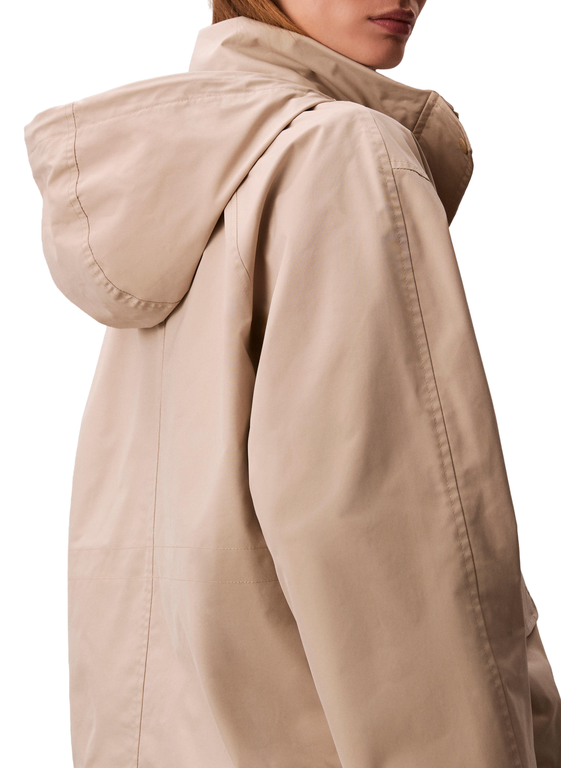Straight zip-up hooded jacket CALVIN KLEIN Beige