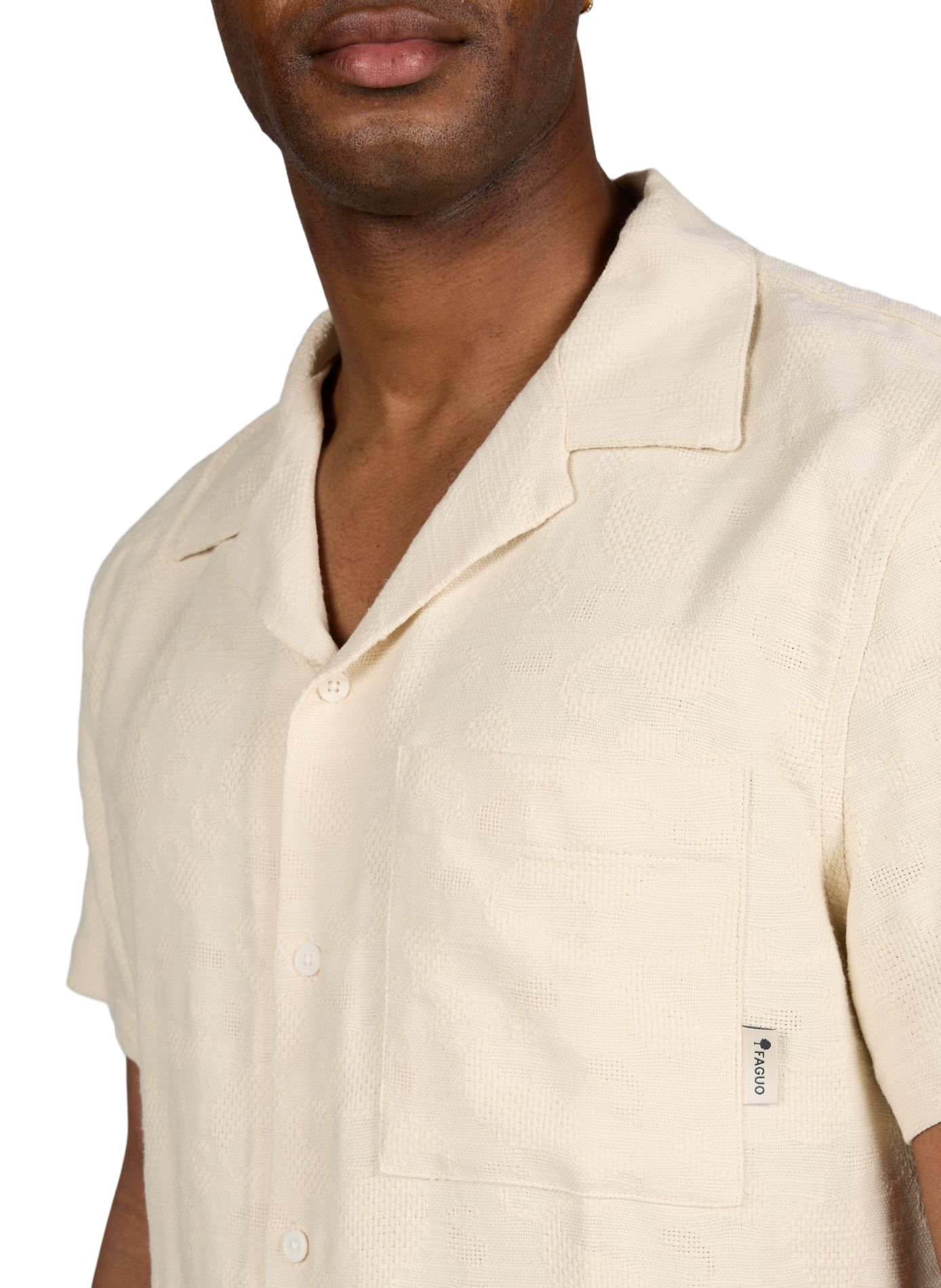 Straight short-sleeved shirt in blended cotton FAGUO Beige