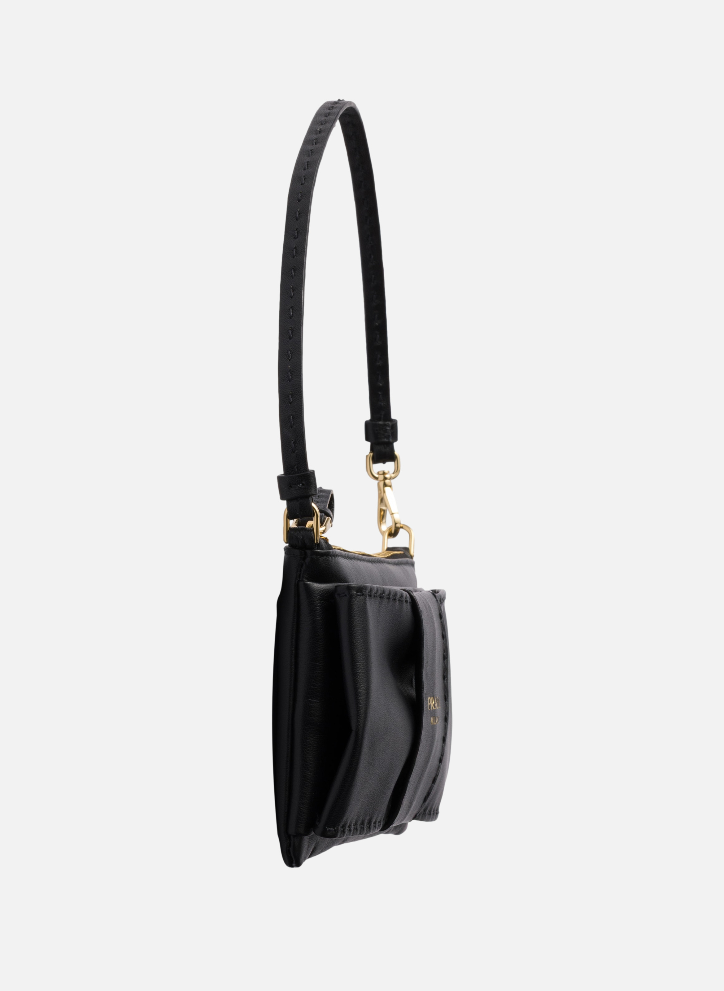 Pochette en cuir nappa avec fermeture à glissière PRADA Noir