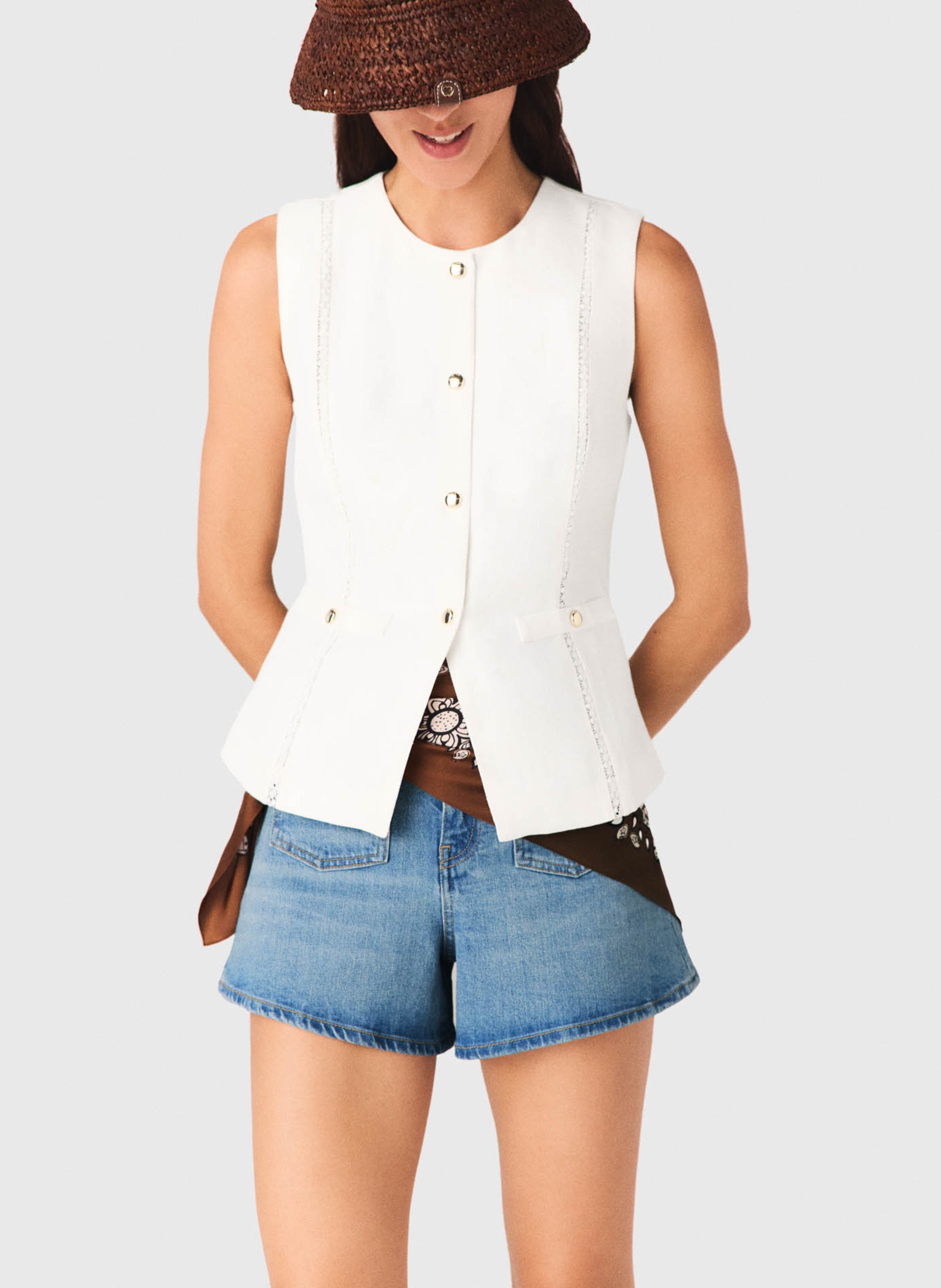 Gilet ajusté col rond MAJE Blanc