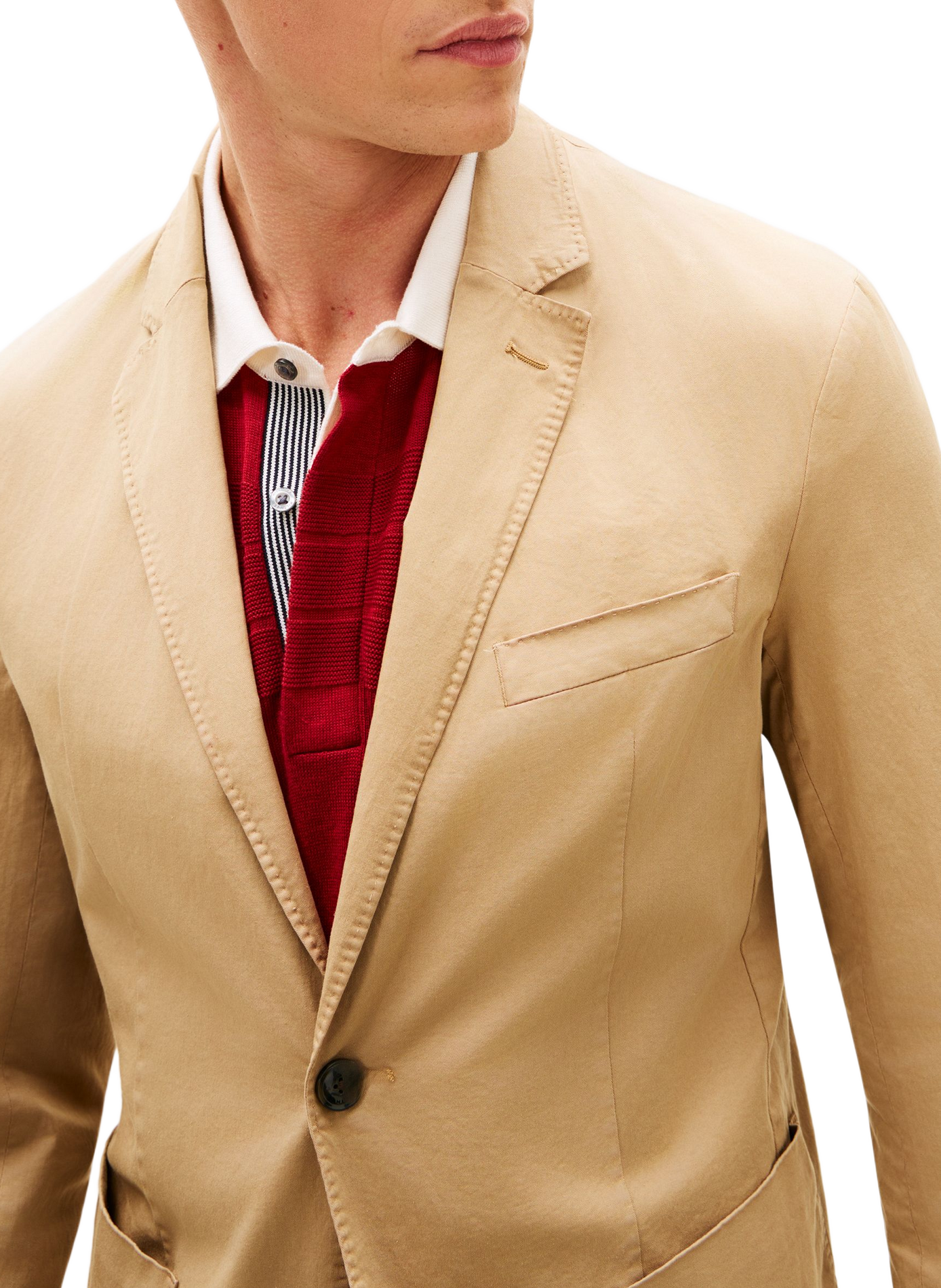 Straight blazer in a cotton blend TOMMY HILFIGER Beige