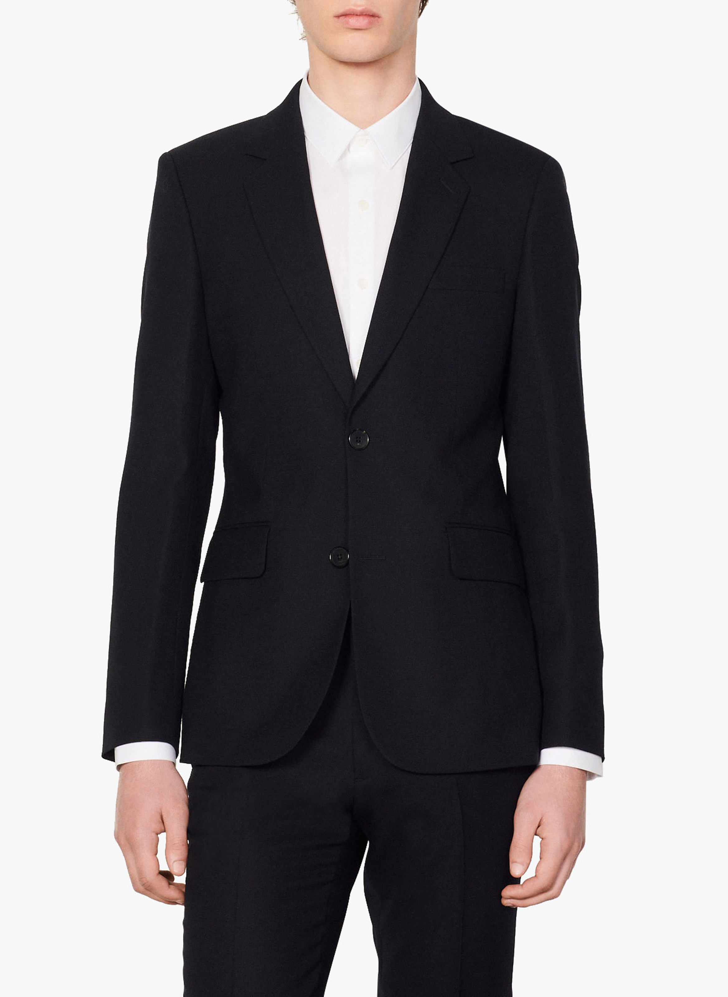 Veste col tailleur en laine SANDRO Bleu