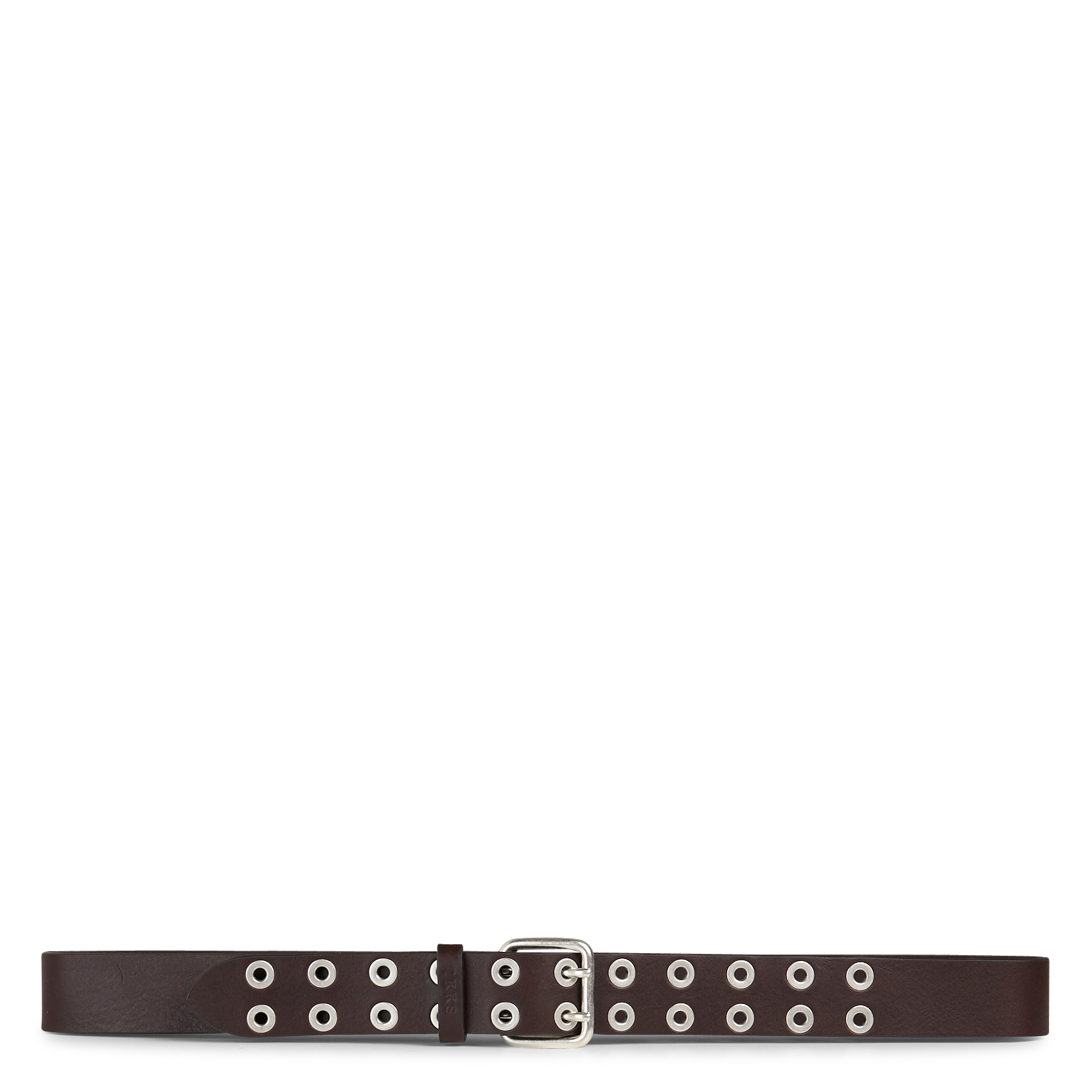 Ceinture unie en cuir à rivets IKKS Marron
