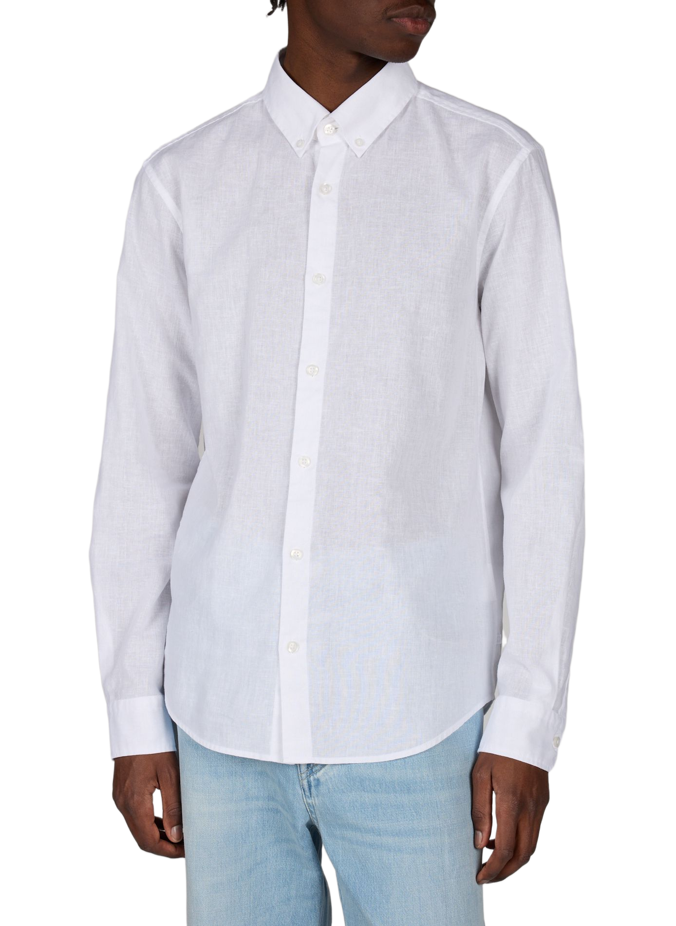 Corey straight shirt in cotton and linen STRELLSON White