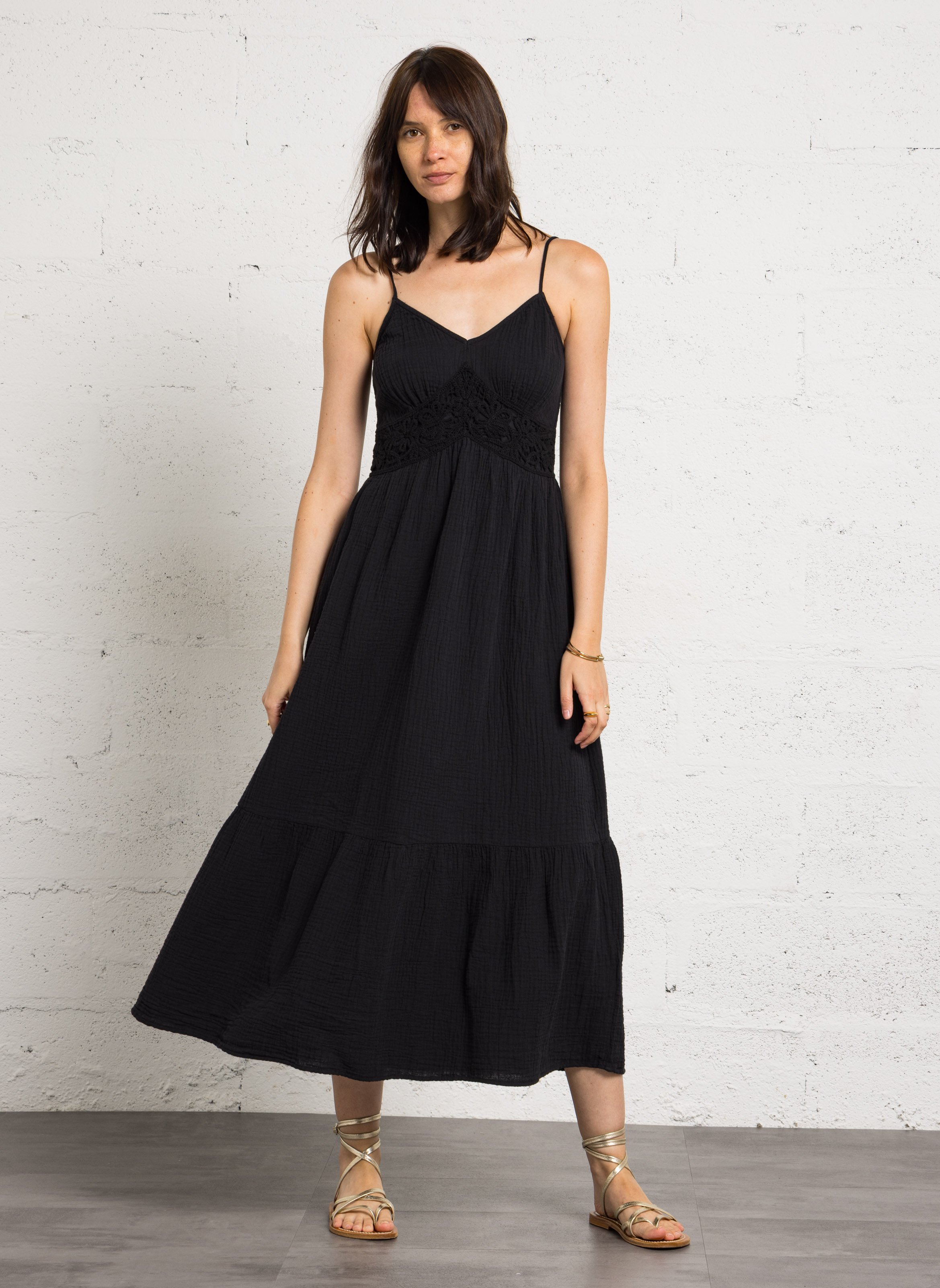 Robe longue en coton perrine MAISON 123 Noir