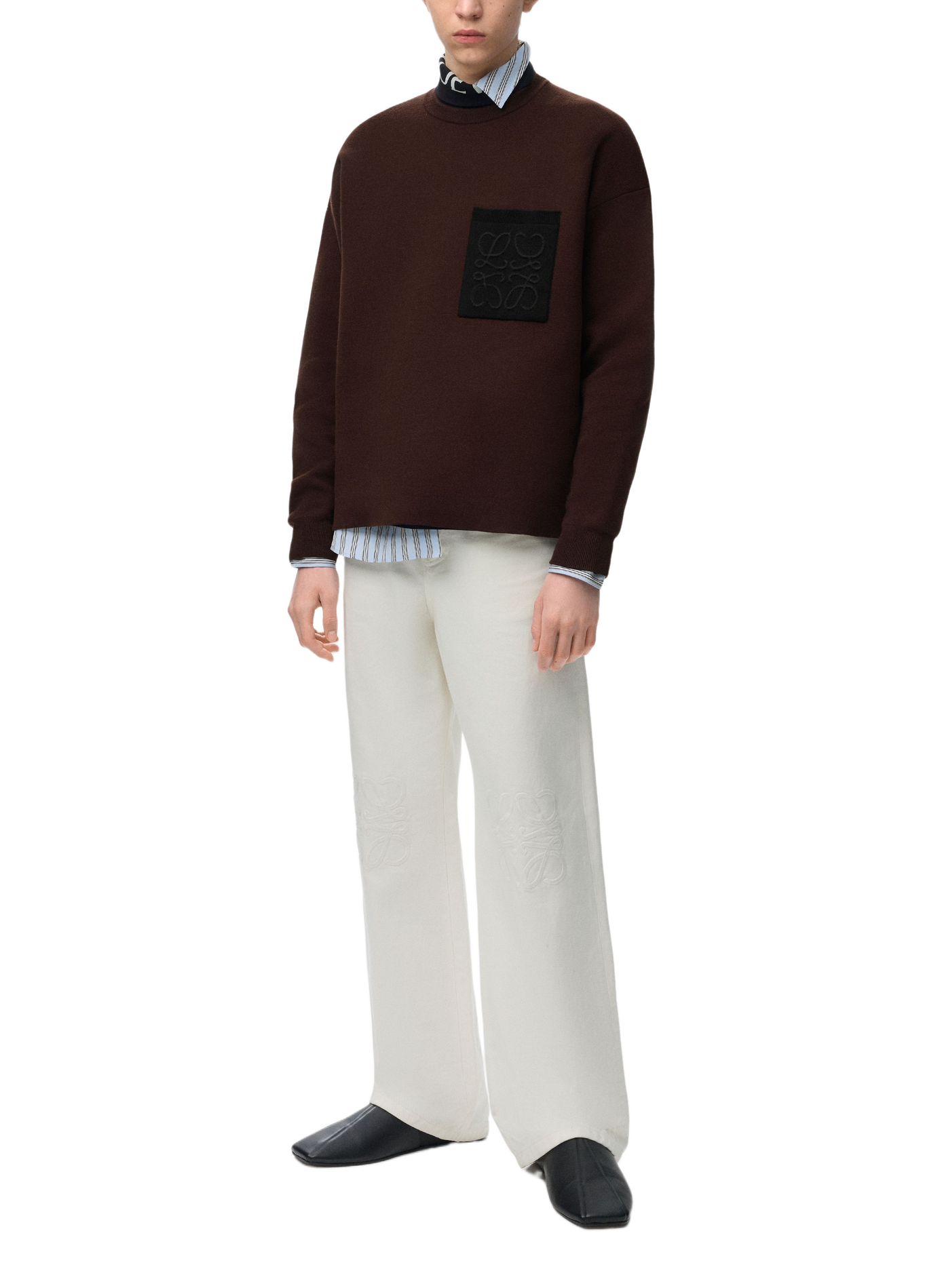 Anagram pocket sweater in blended cotton LOEWE Brown