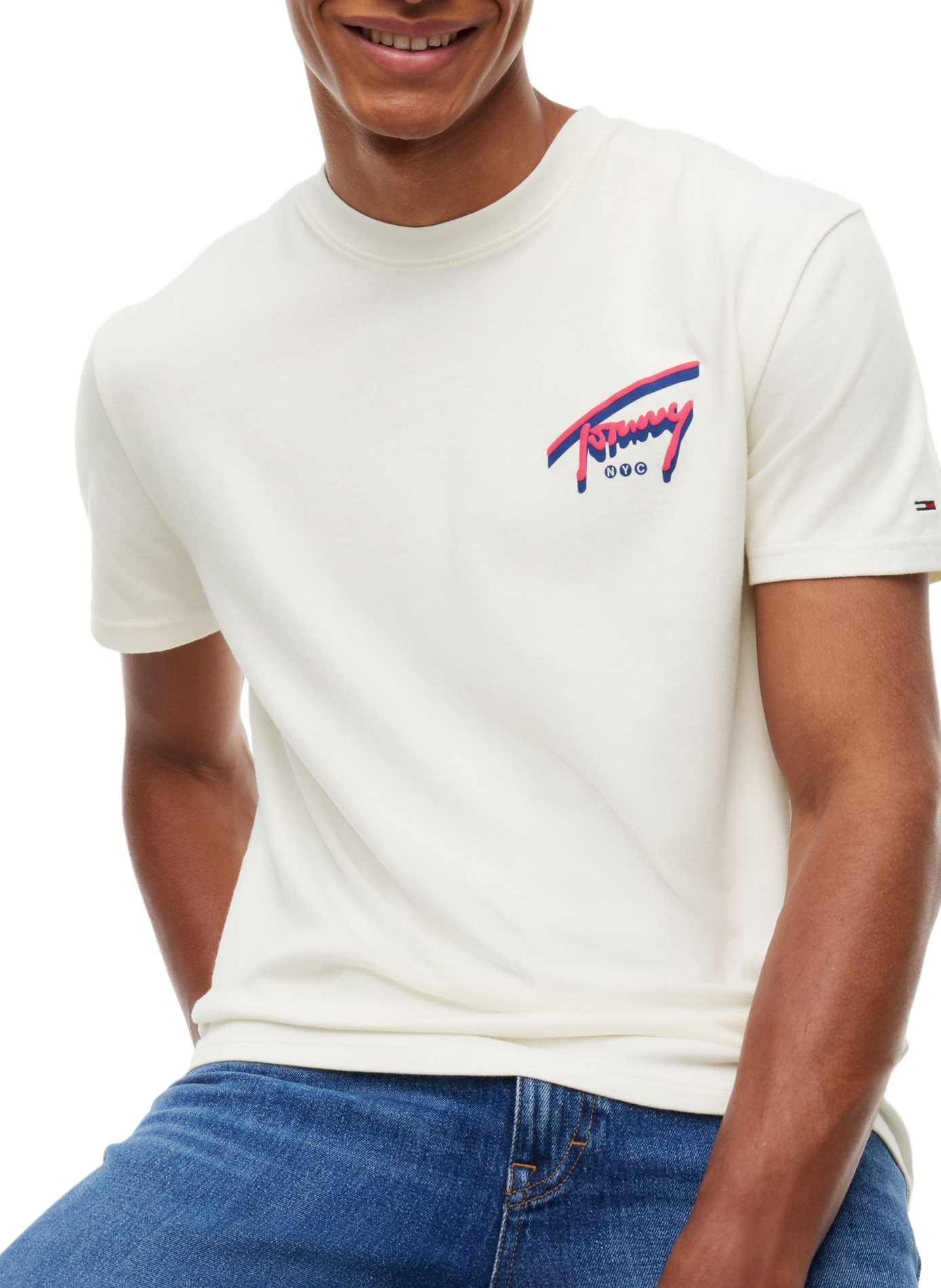 T-shirt droit col rond sérigraphié TOMMY HILFIGER Blanc