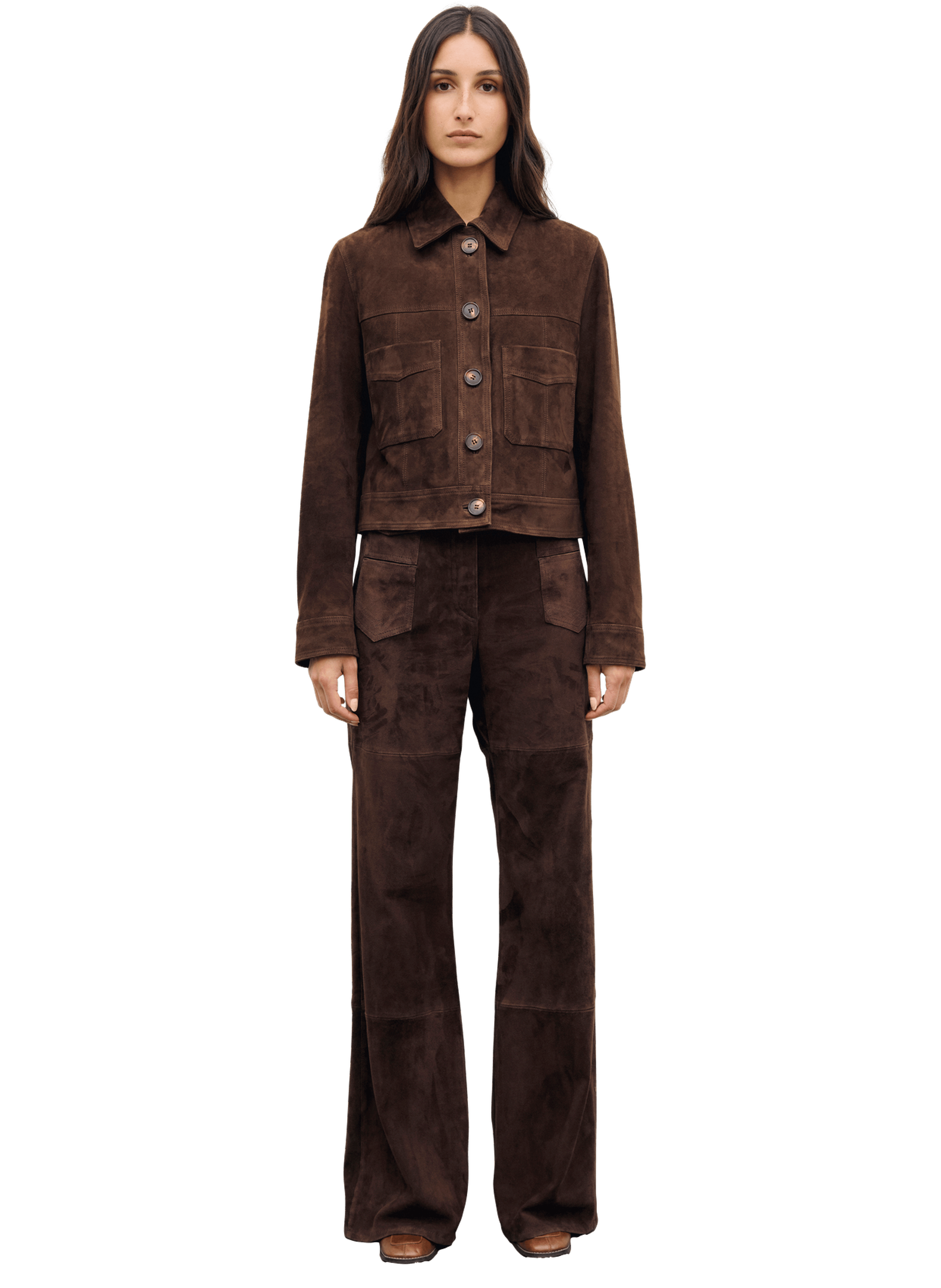 Veste courte en cuir velours - phoebe GERARD DAREL Marron