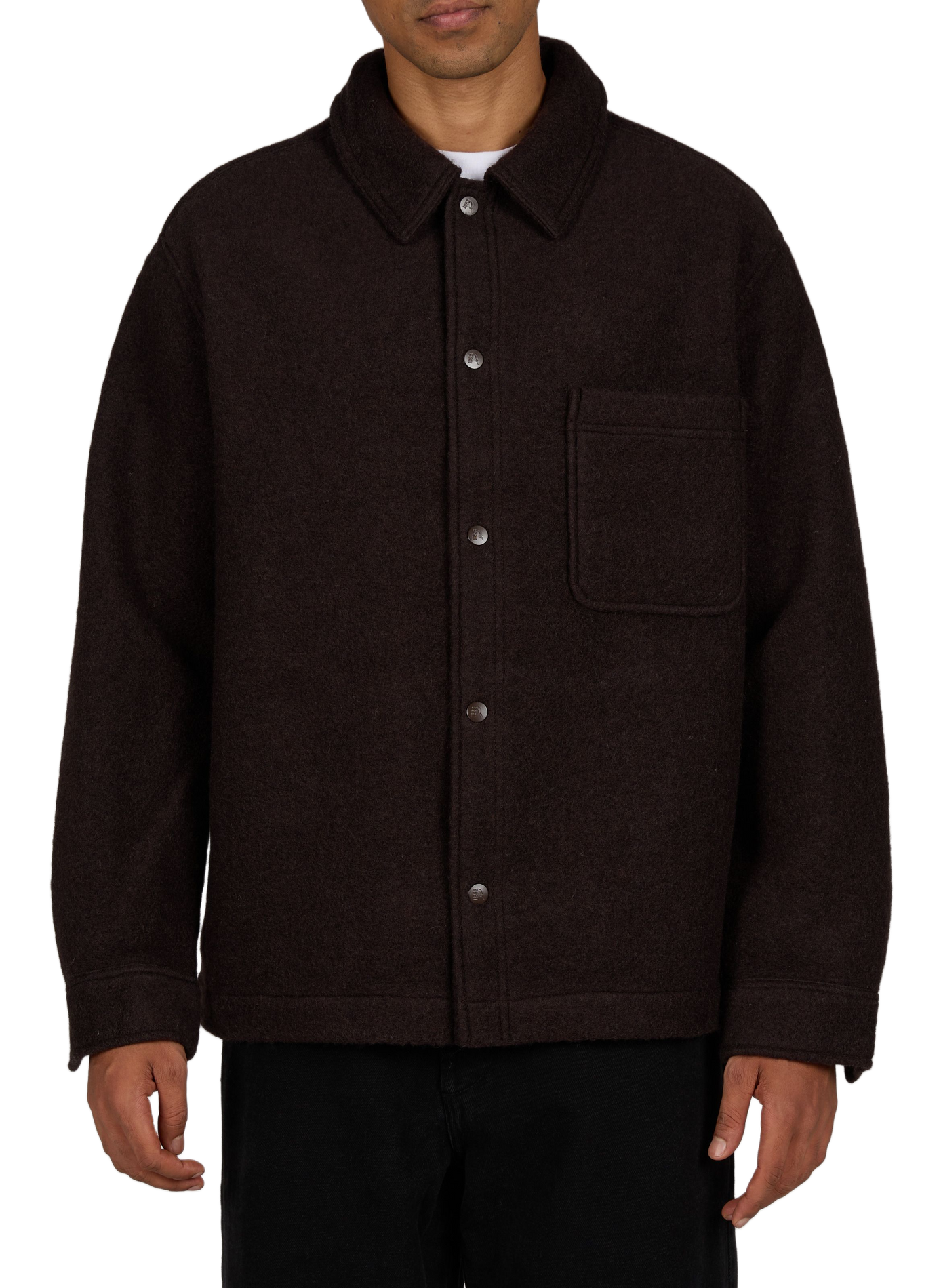 Veste droite boutonnée en laine mélangée AIGLE Marron