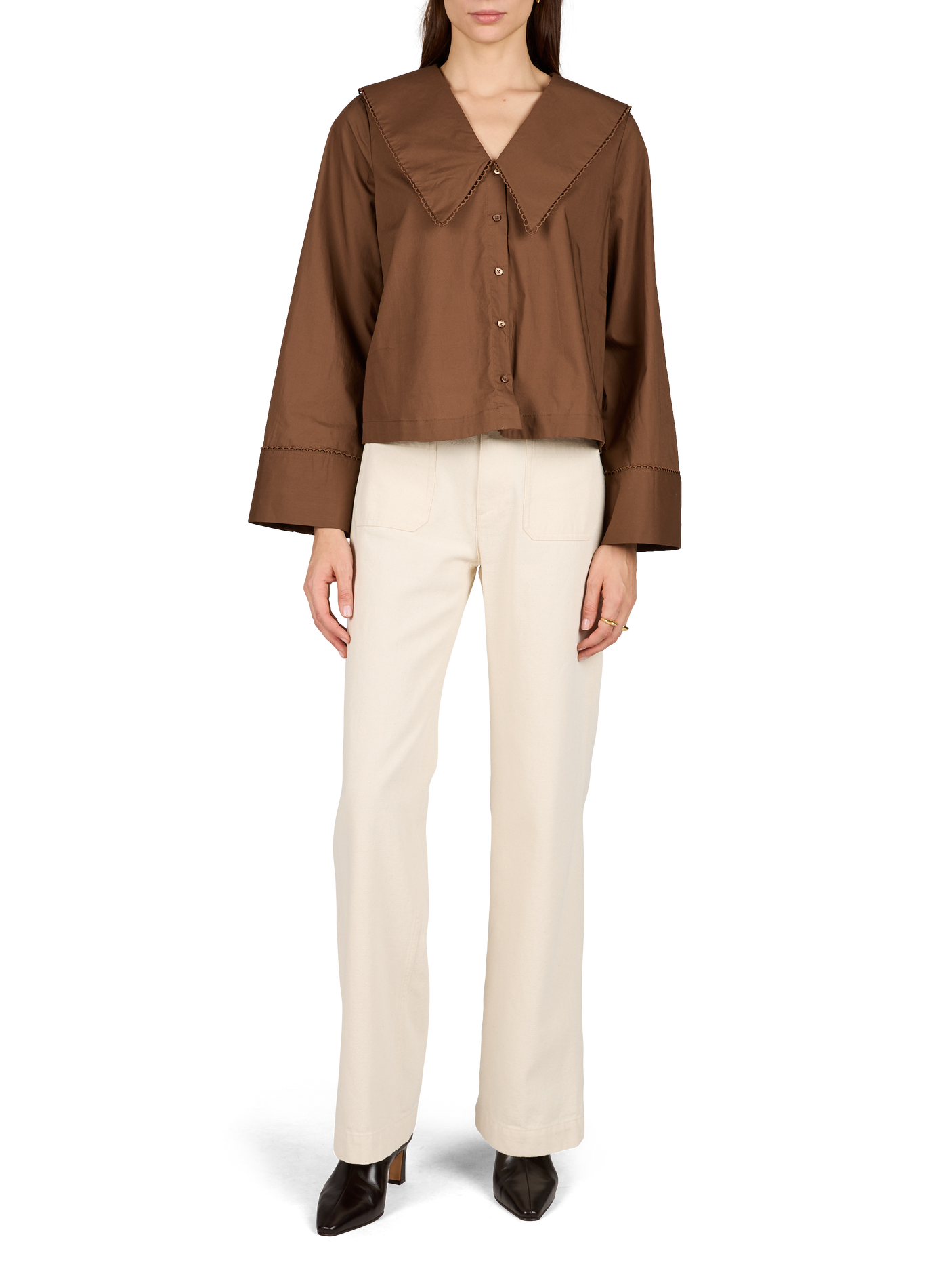 Top Objhope with ample V-neck in cotton OBJECT Brown