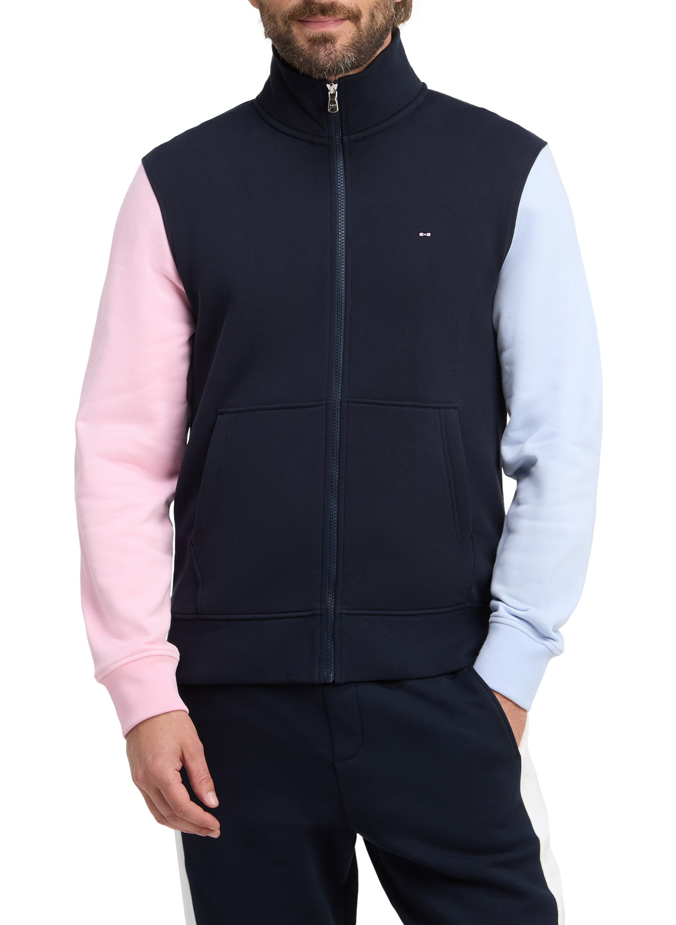 Gerade geschnittenes Sweatshirt mit Troyerkragen aus Baumwolle EDEN PARK Blau