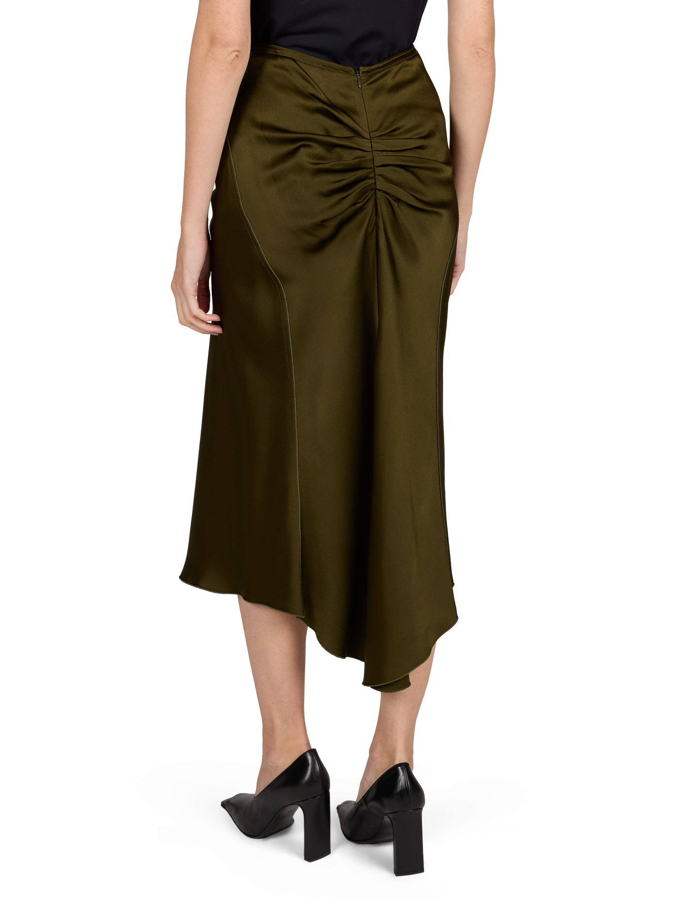 Soepelvallende midirok met plissé-effect VICTORIA BECKHAM Kaki
