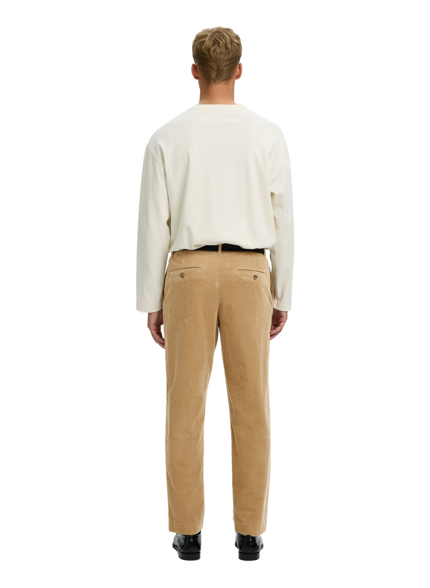 Pantaloni in velluto a coste in misto cotone SELECTED Beige