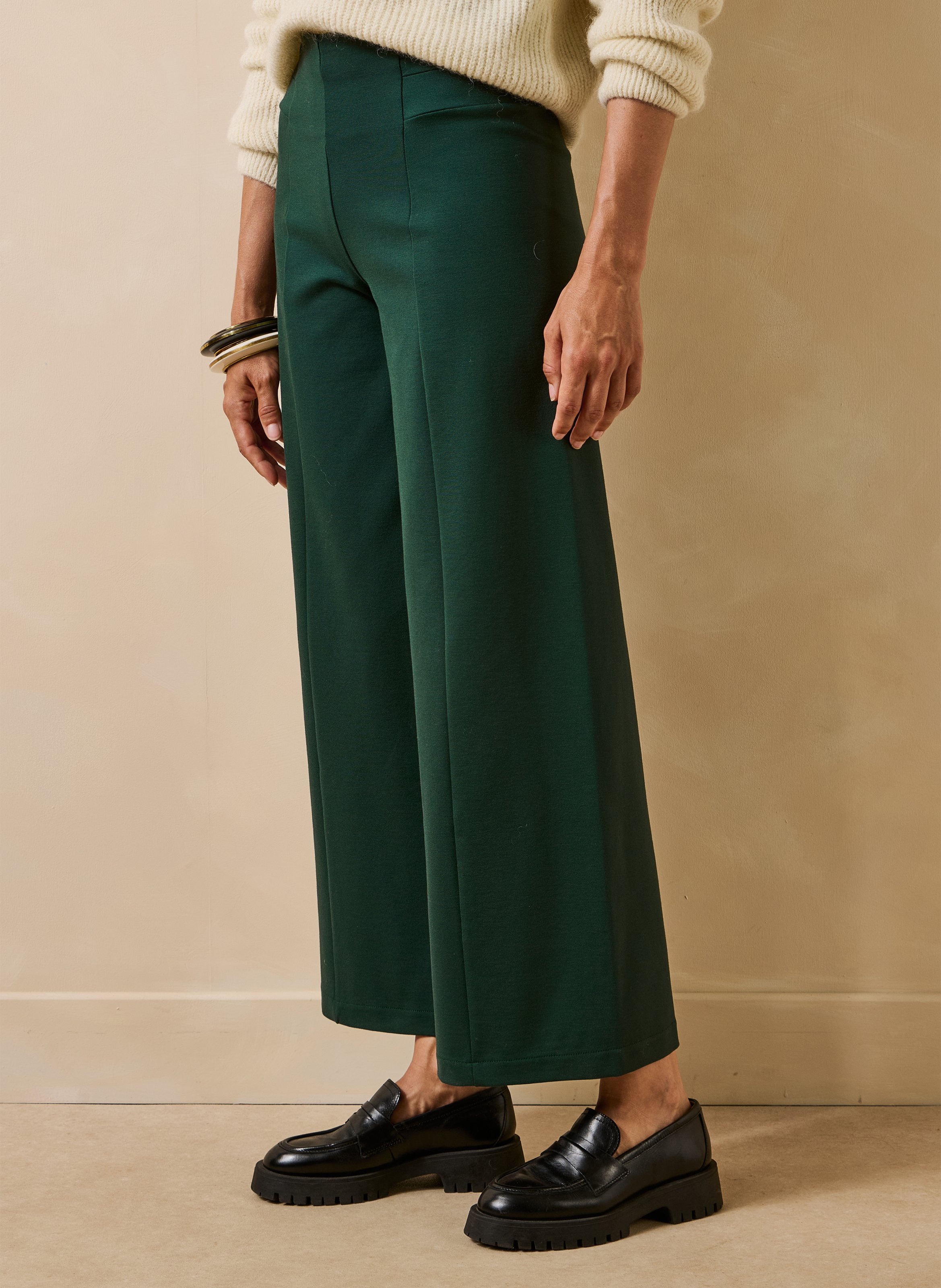 Wijde cropped broek LA FEE MARABOUTEE Groen