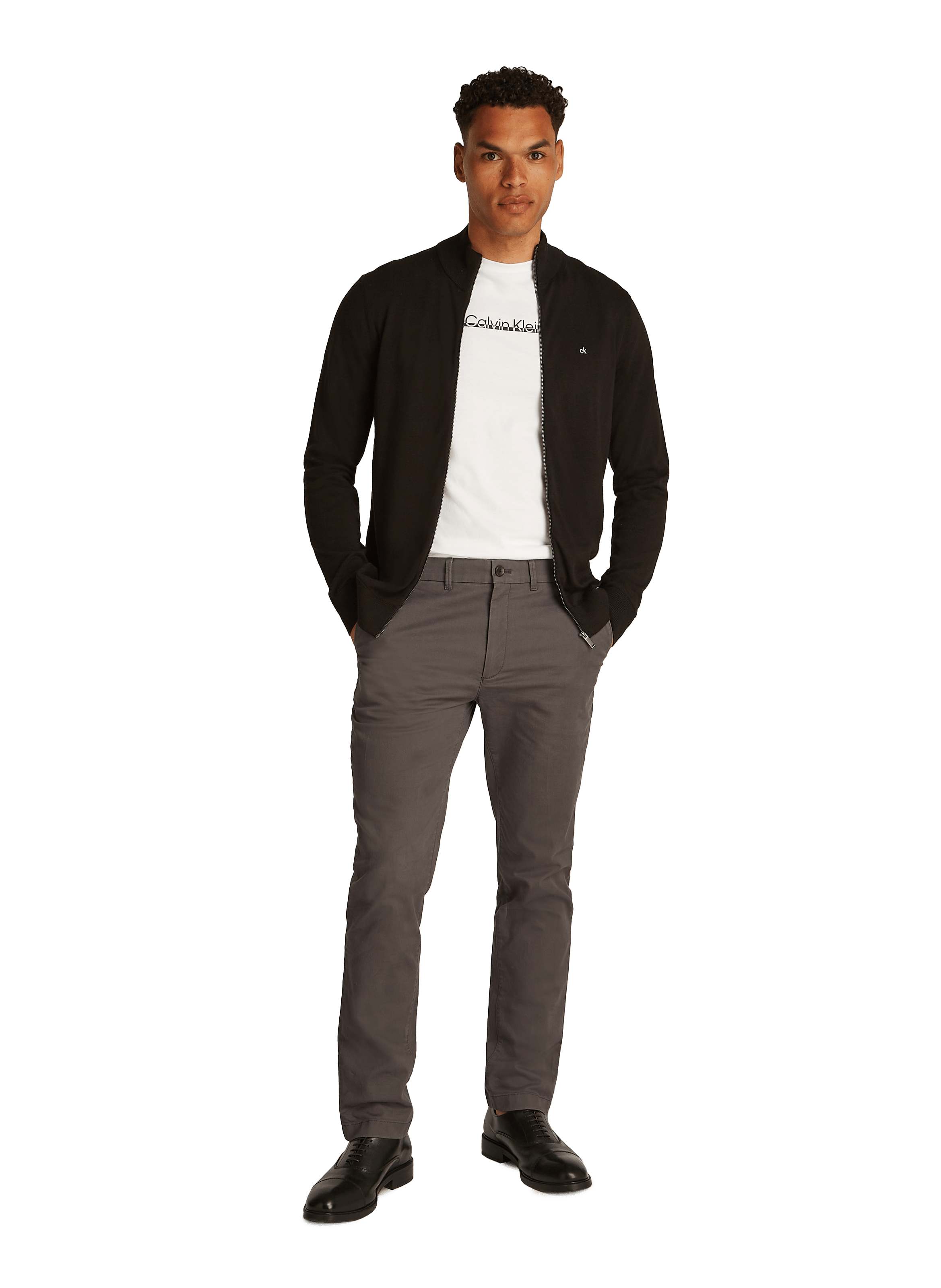 Gilet zippé en coton et soie Noir