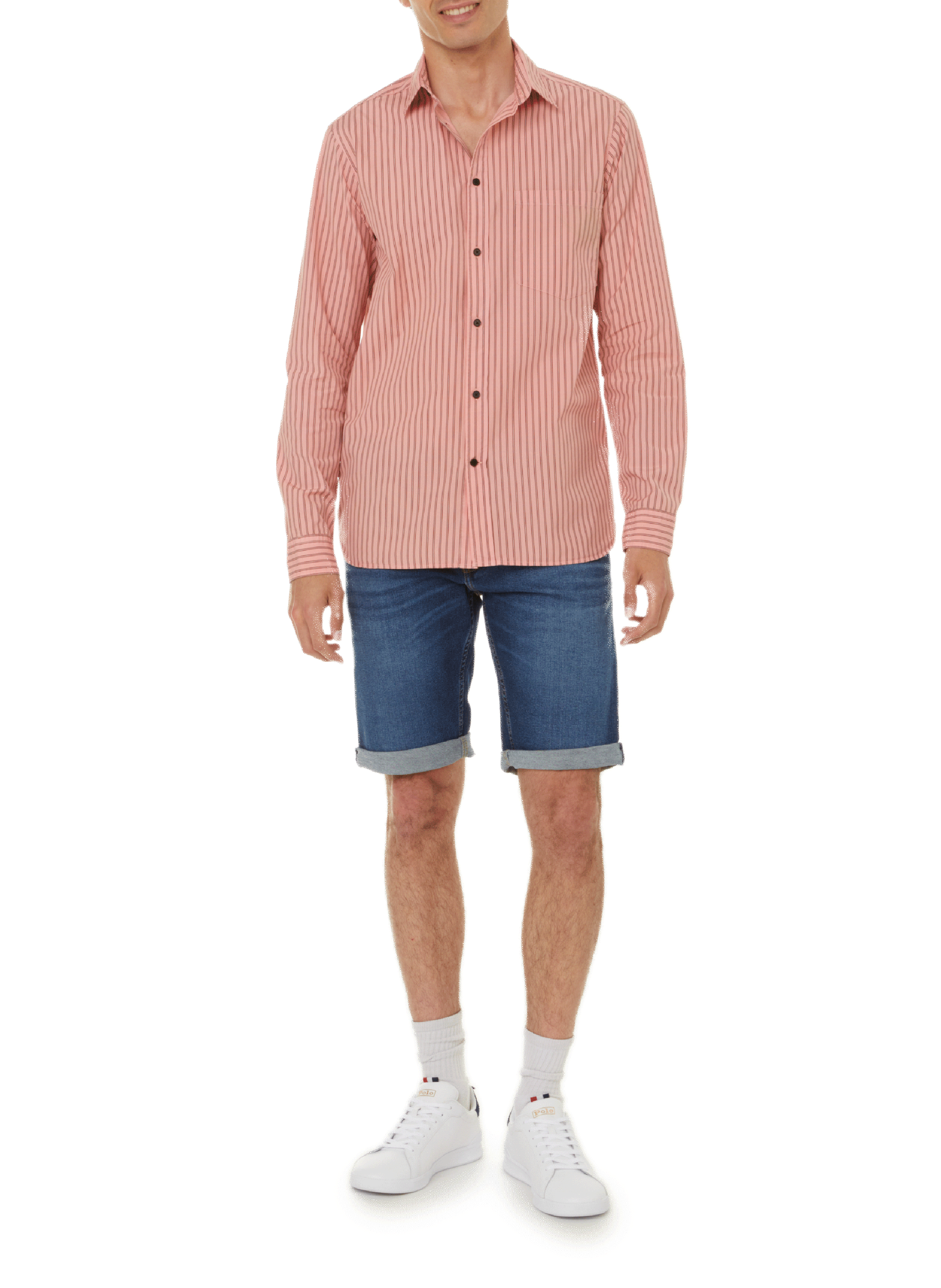 Chemise rayée en popeline de coton SAISON 1865 Rose