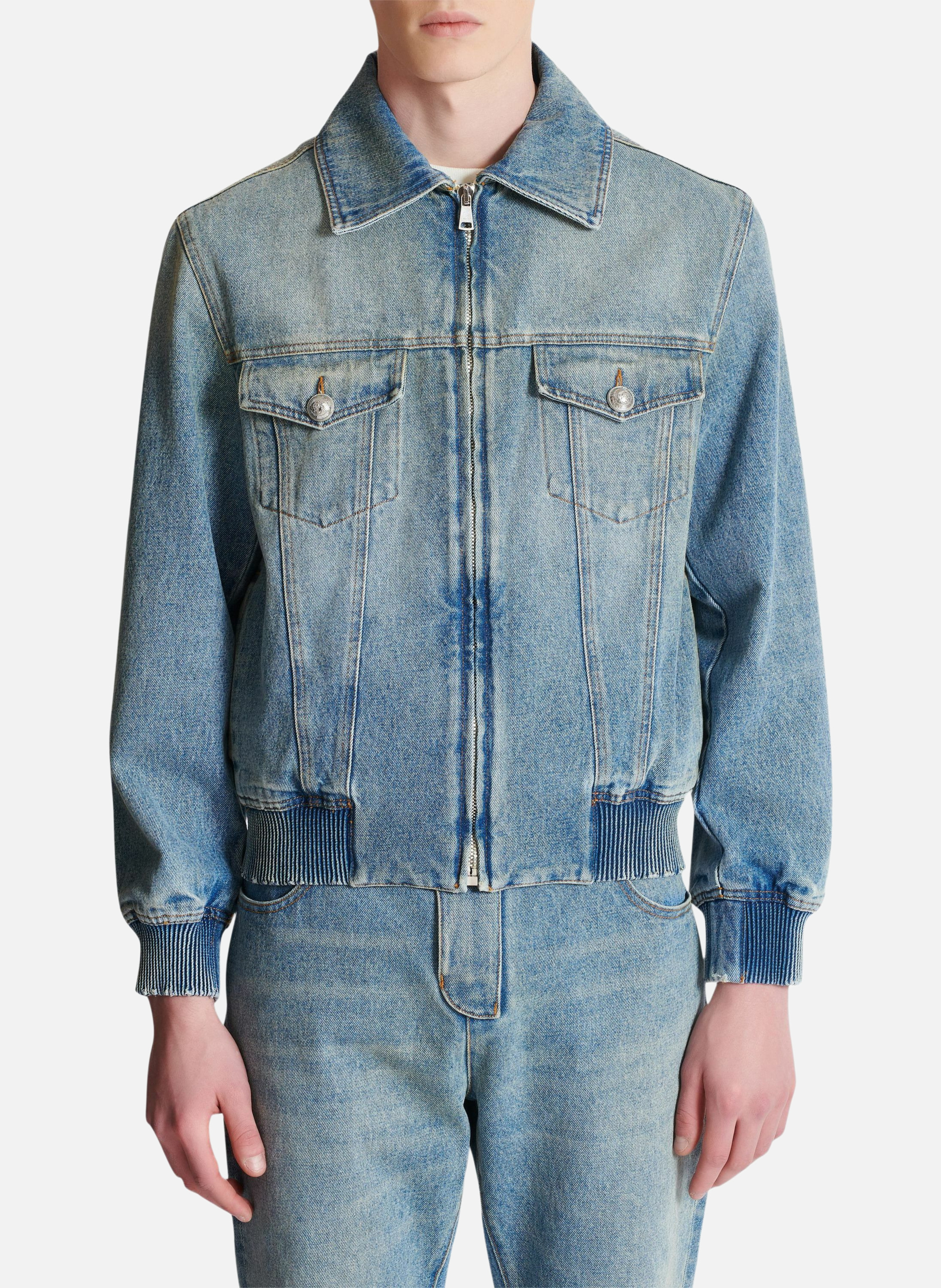 Veste en denim blue doublée BALMAIN Bleu