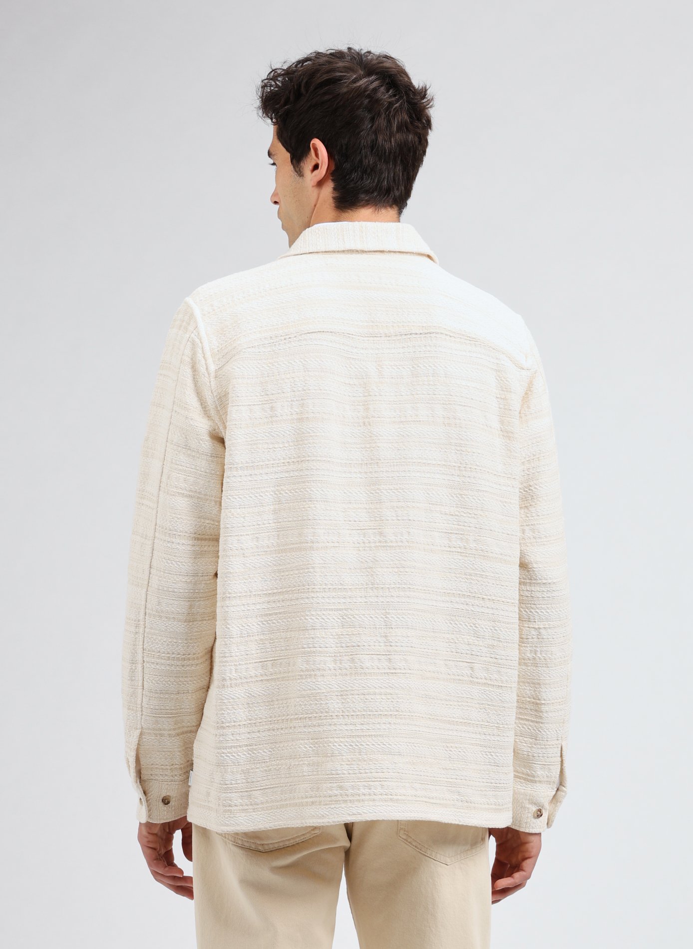 Striped textured cotton blend jacket White