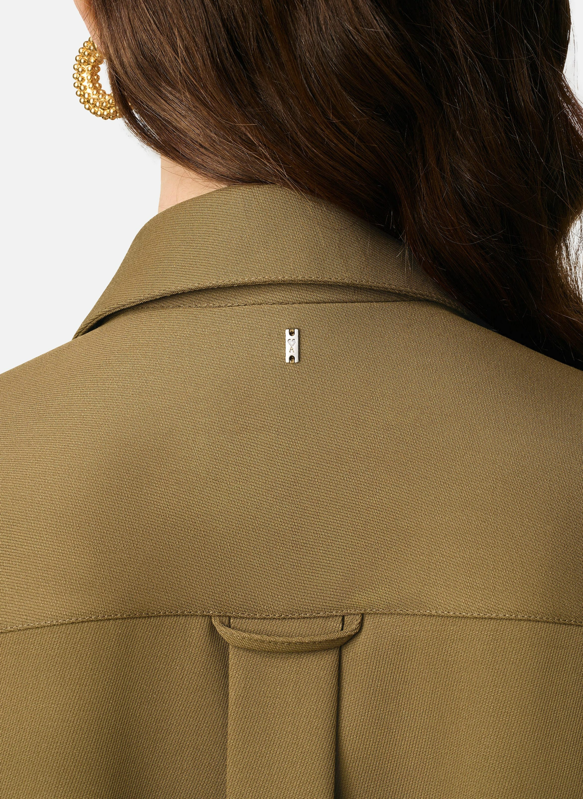 Chemise longue oversize avec fentes en laine AMI PARIS Vert