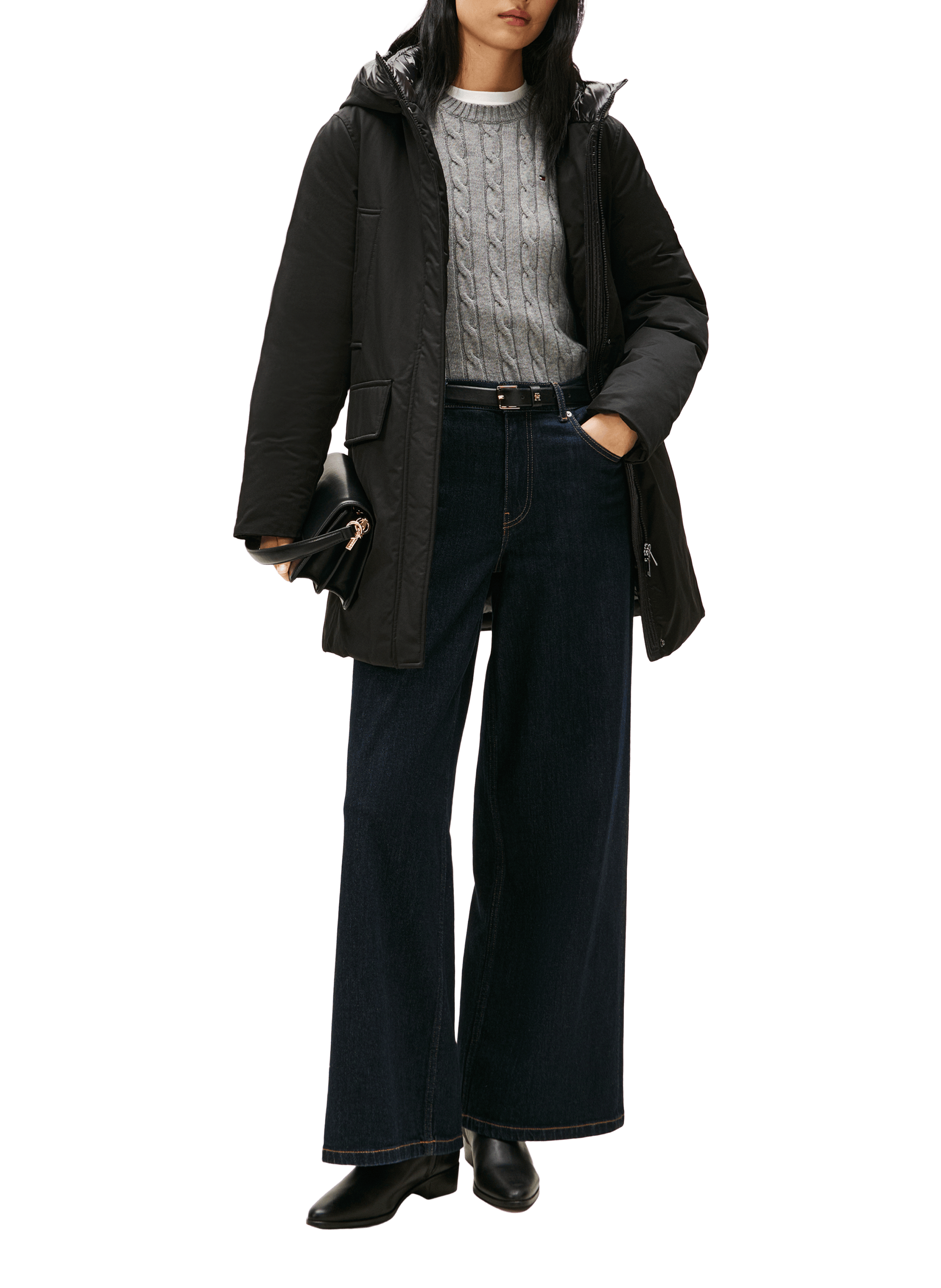 Quilted parka with contrasting hood TOMMY HILFIGER Black