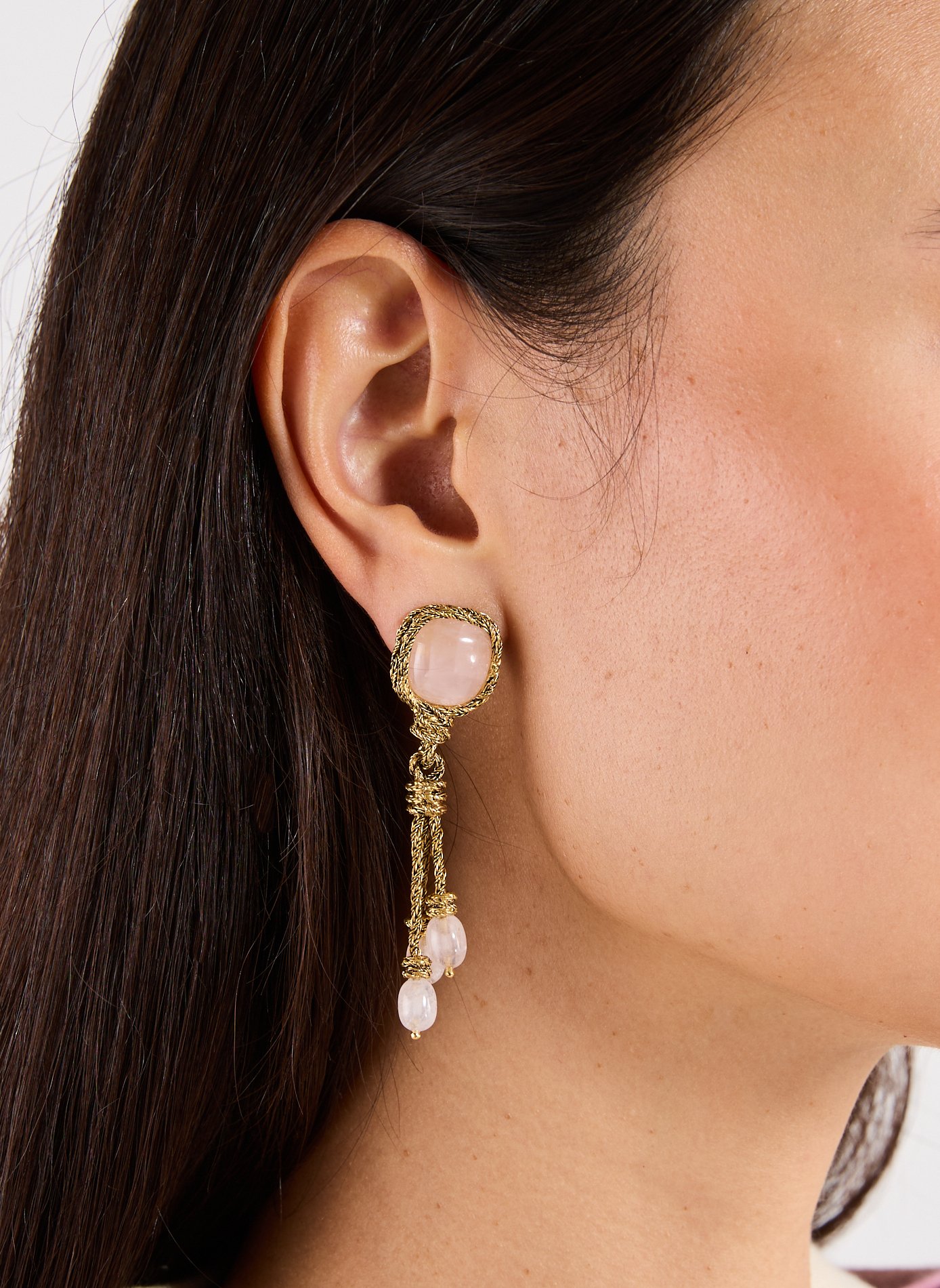 Boucles d'oreilles Miki quatrz rose AURELIE BIDERMANN Rose