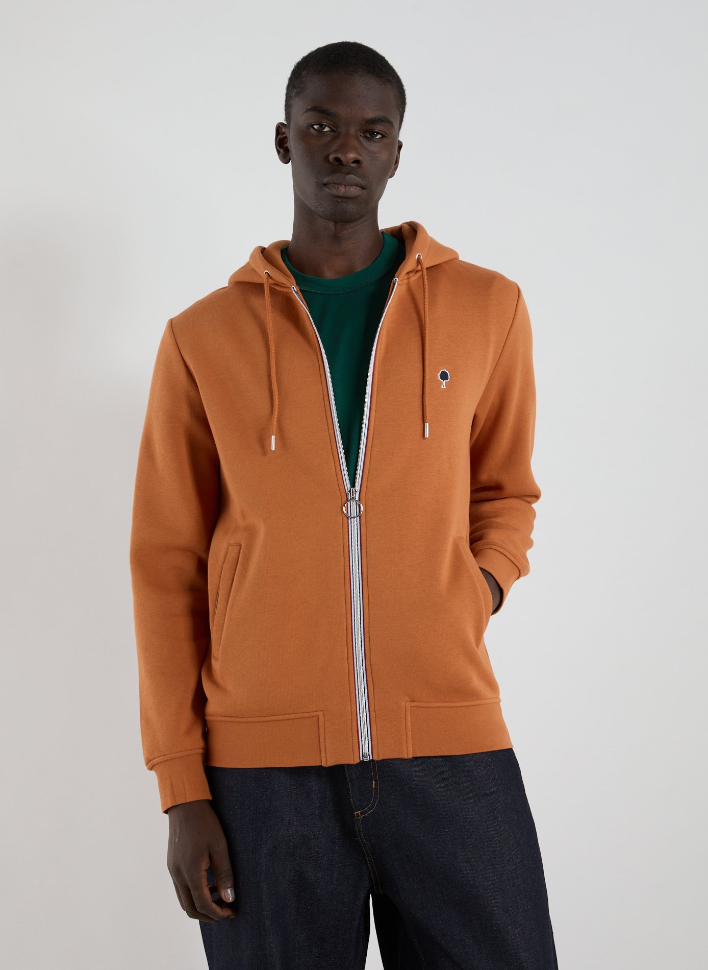 FAGUO Hoodie à glissière en coton Orange