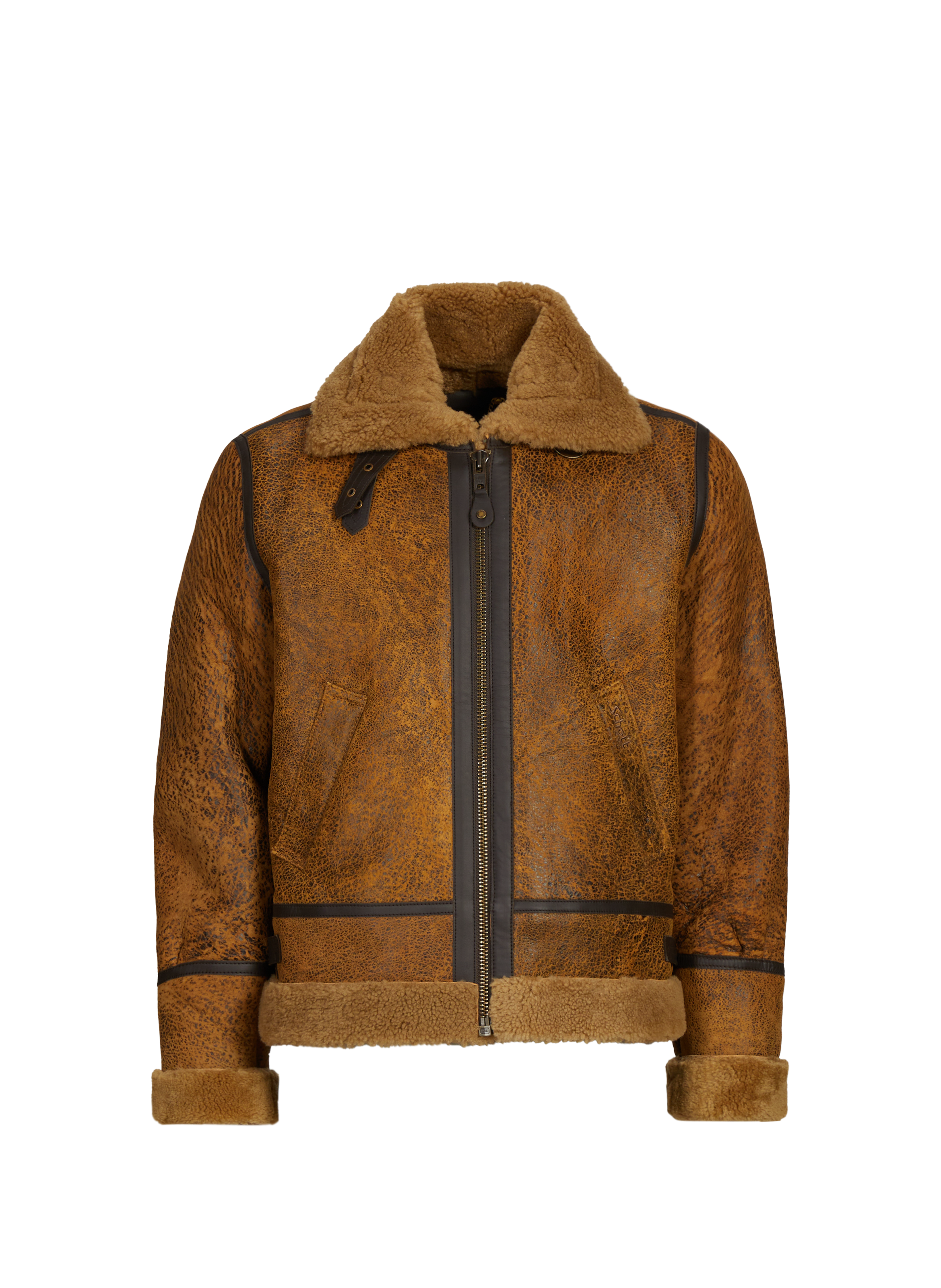 SCHOTT Blouson bombardier en cuir de mouton Jaune