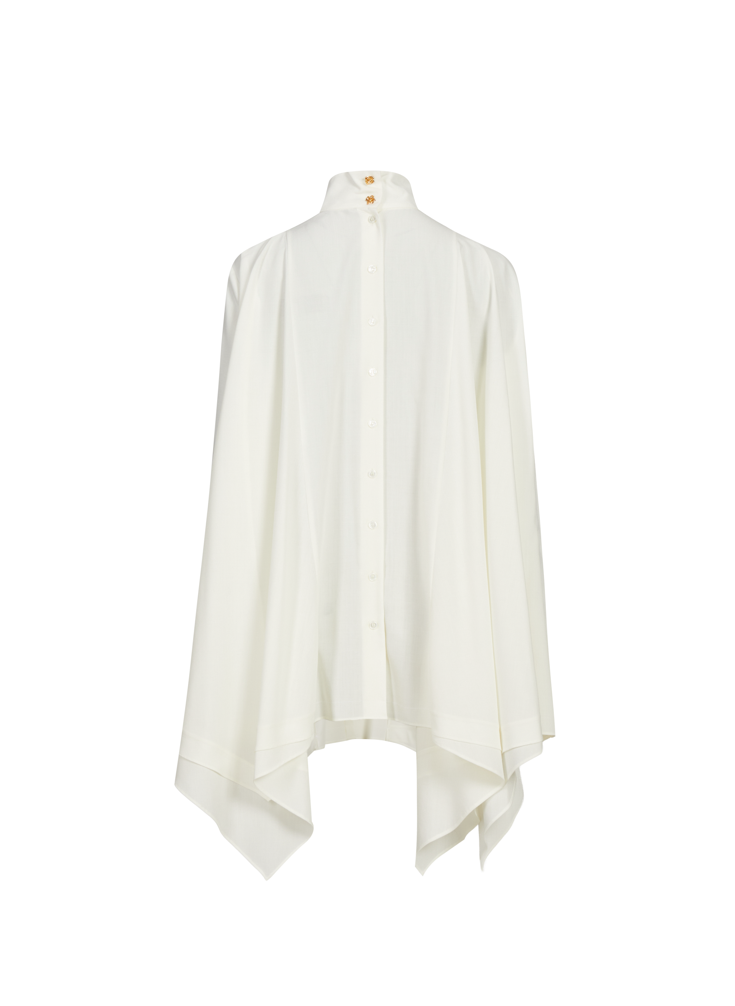 Buttoned loose high-neck blouse EENK White