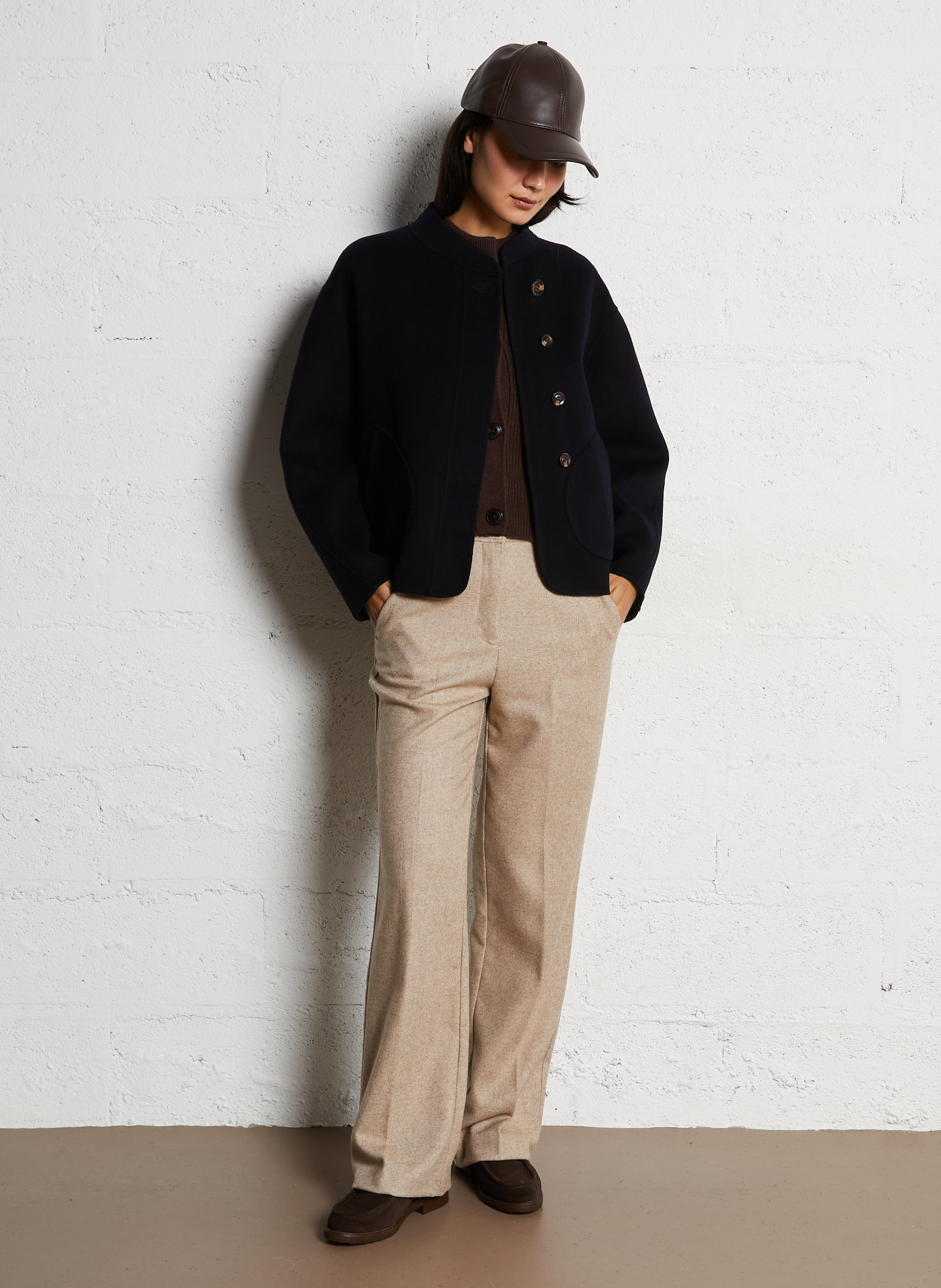 Manteau col rond en laine mélangée windsor SOEUR Bleu