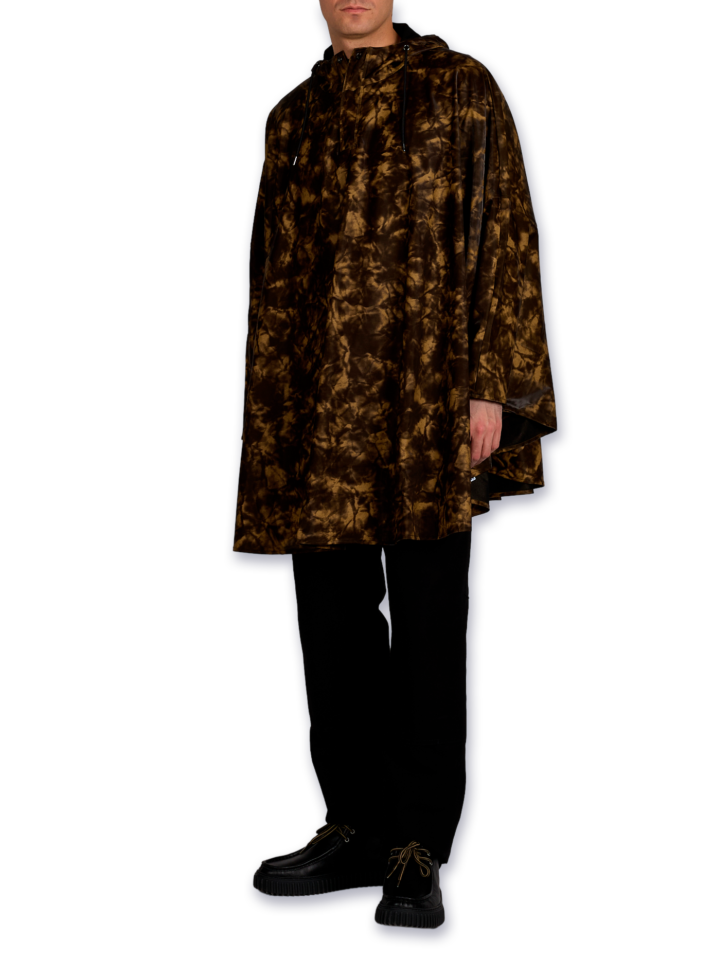 Printed hooded cape W3 RAINS Brown