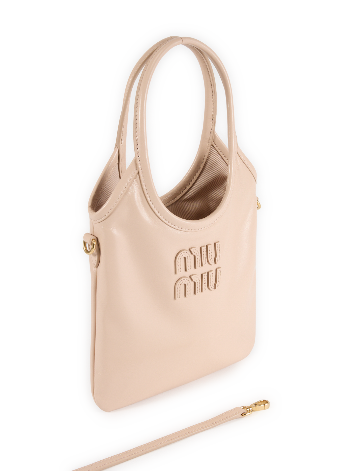 Sac à main en cuir Ivy  MIU MIU Beige