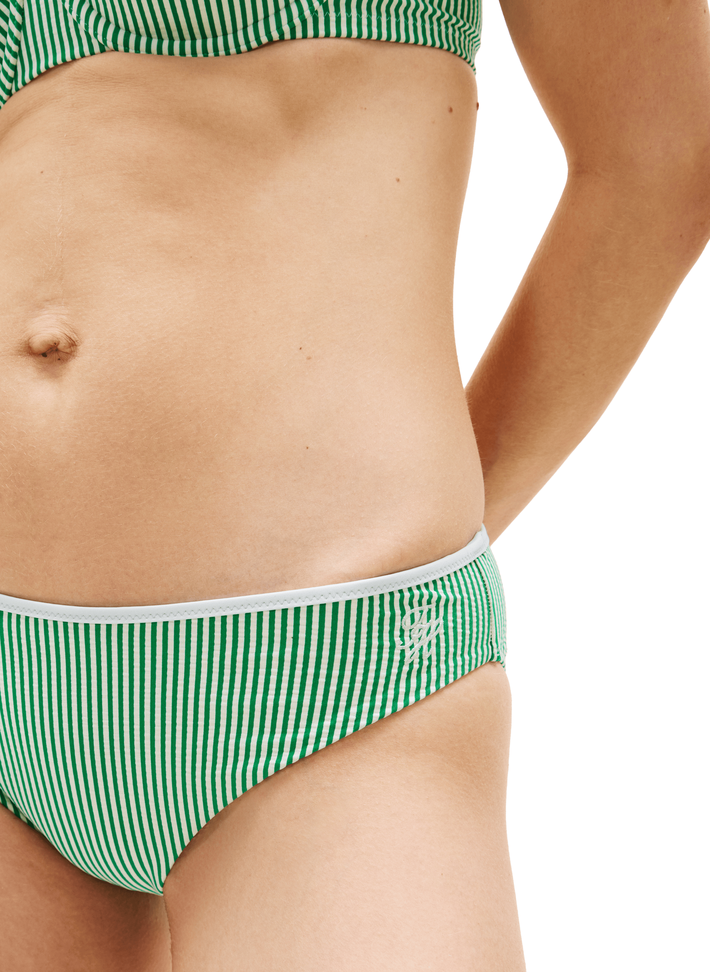 Striped swimsuit bottom with embroidered logo TOMMY HILFIGER Green