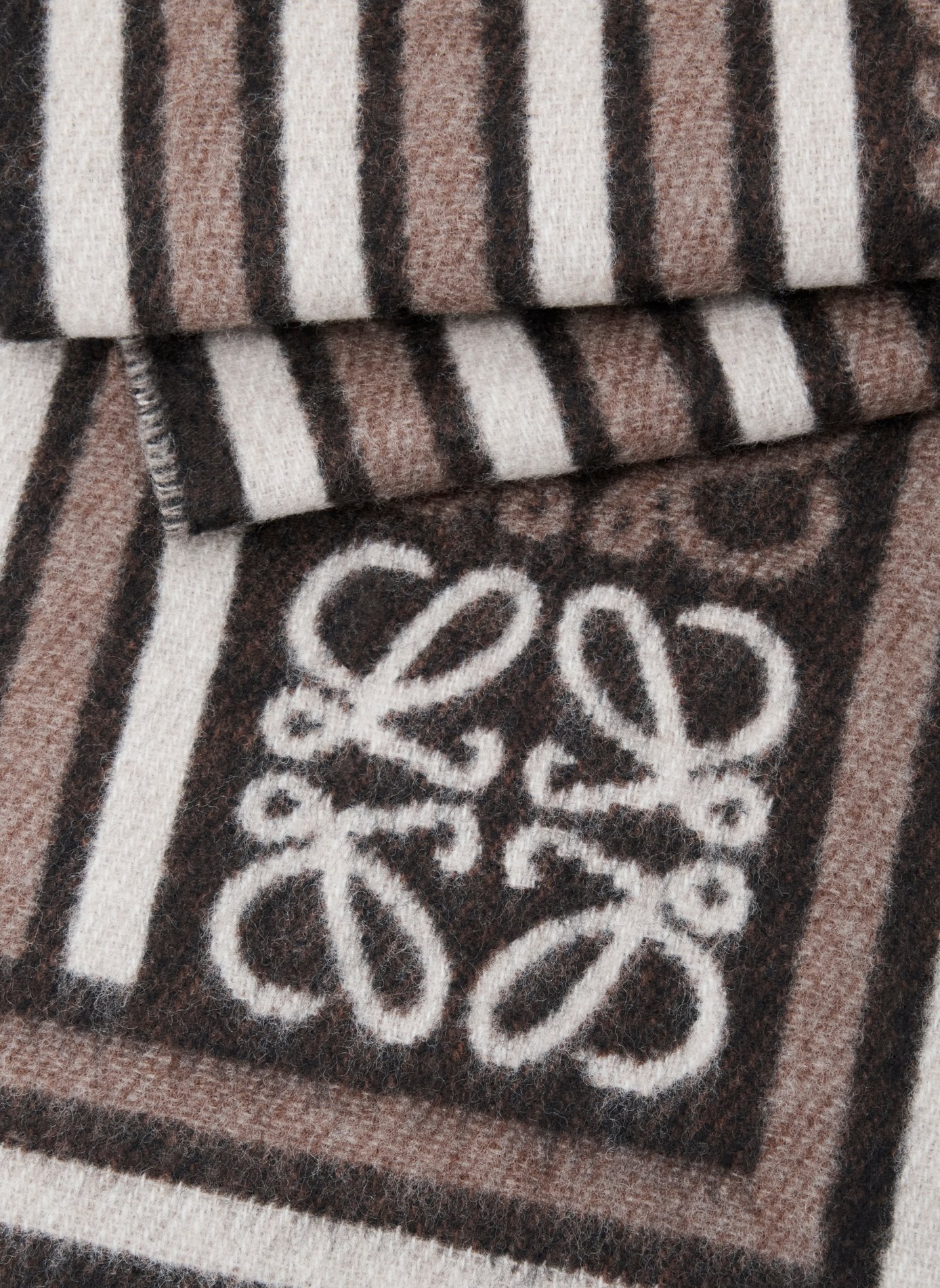 Echarpe imprimée en laine et cachemire LOEWE Marron