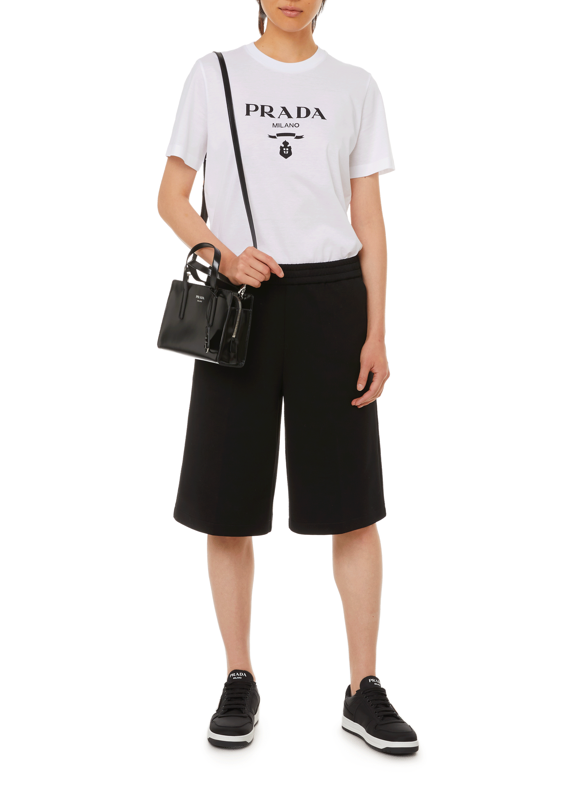 Cotton and nylon Bermuda shorts PRADA Black