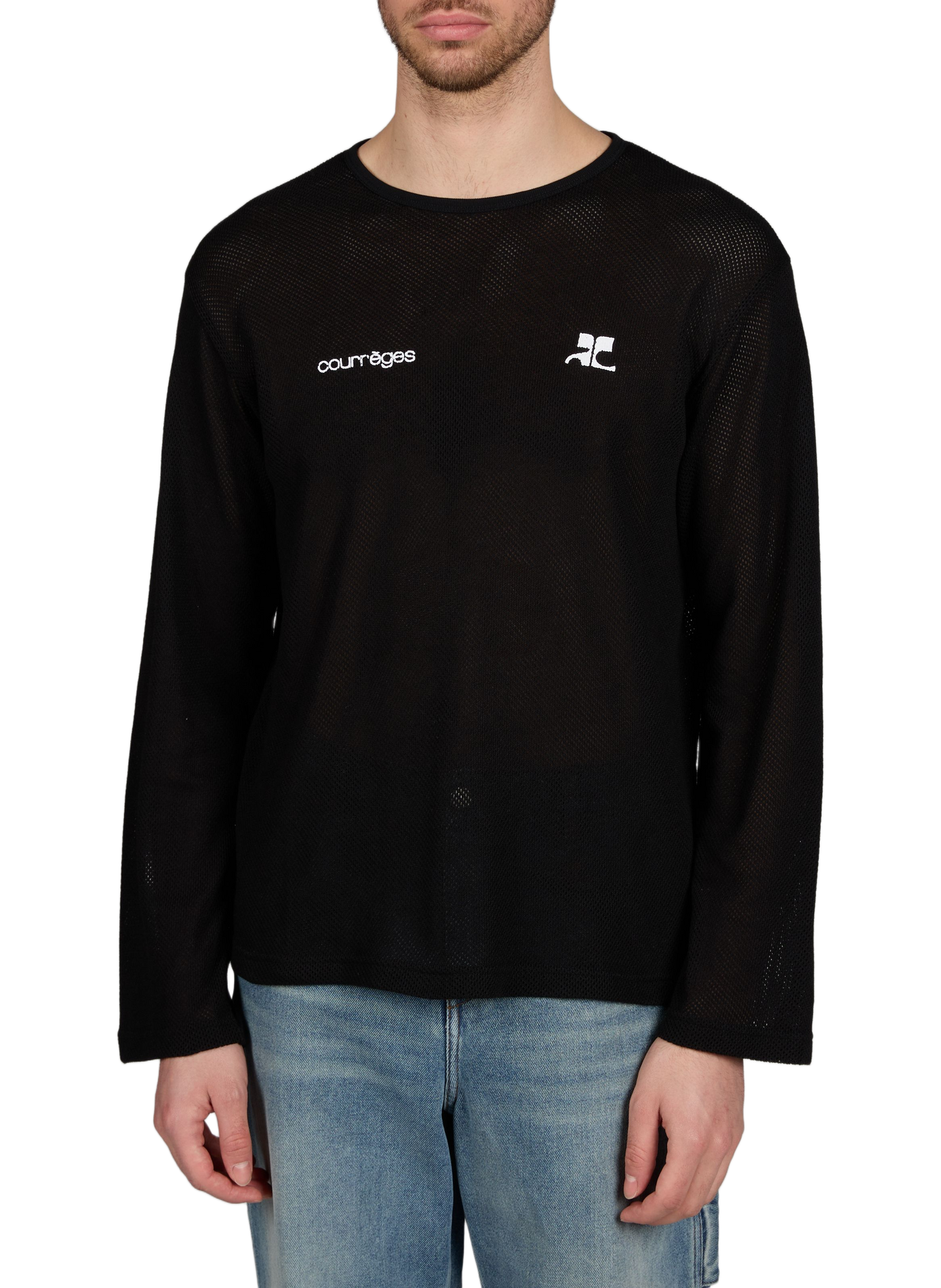 Mesh round neck sweater COURRÈGES Black