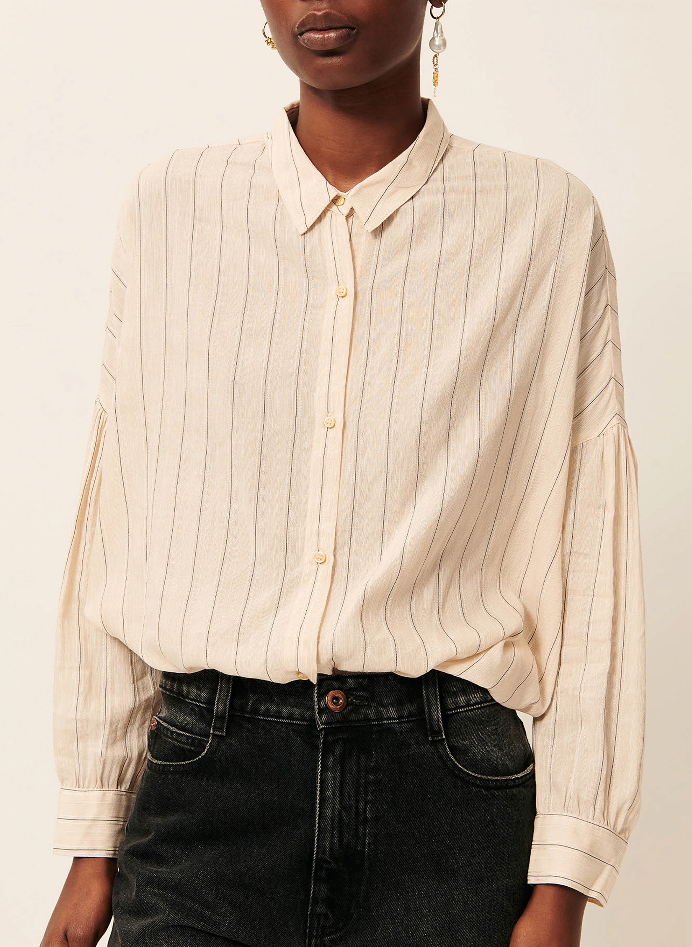 Chemise ample col classique botan SESSUN Beige