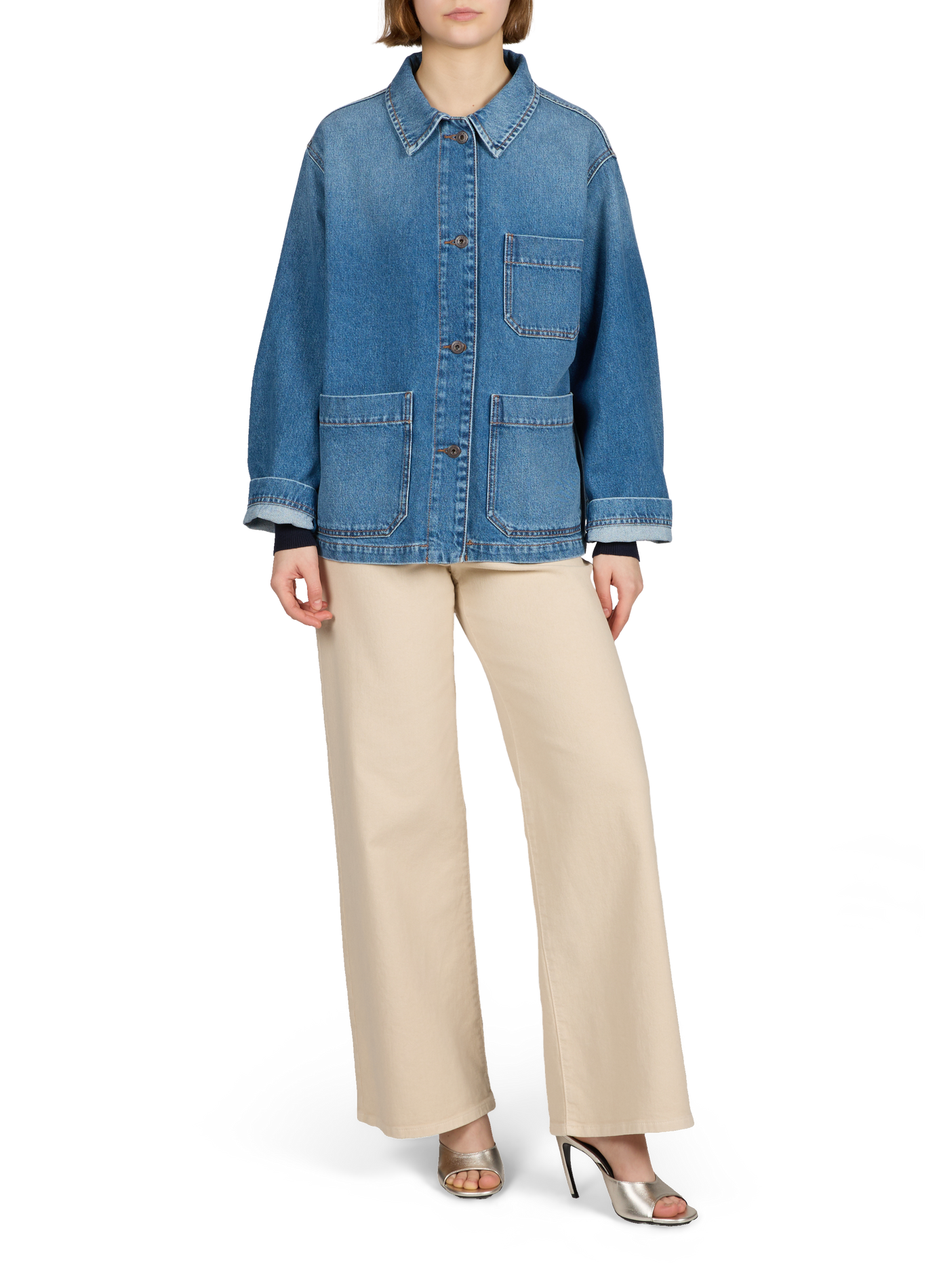 Veste droite en jean en coton MAX MARA WEEK END Bleu