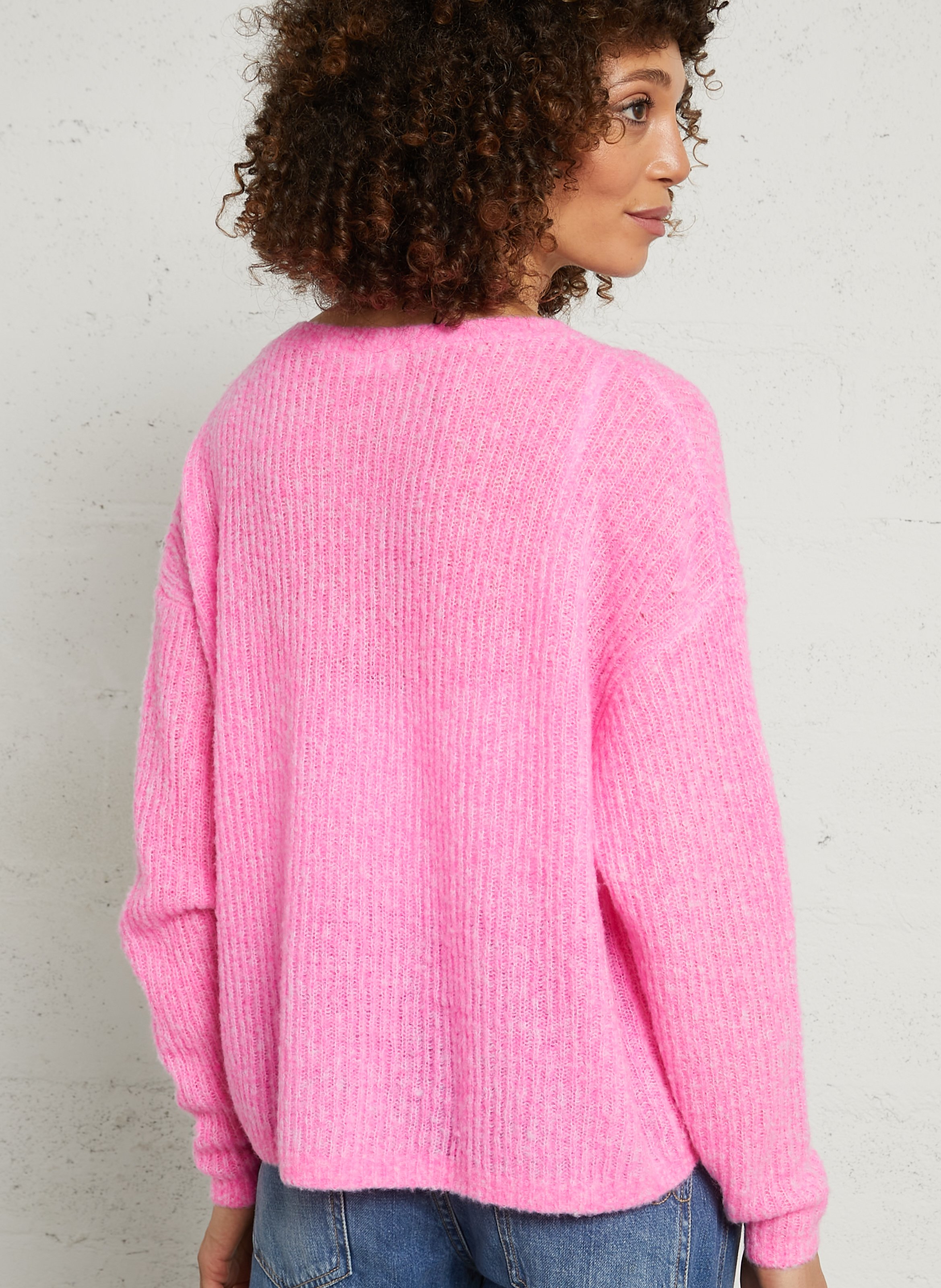 Gilet droit col v en laine mélangée nuggy AMERICAN VINTAGE Rose