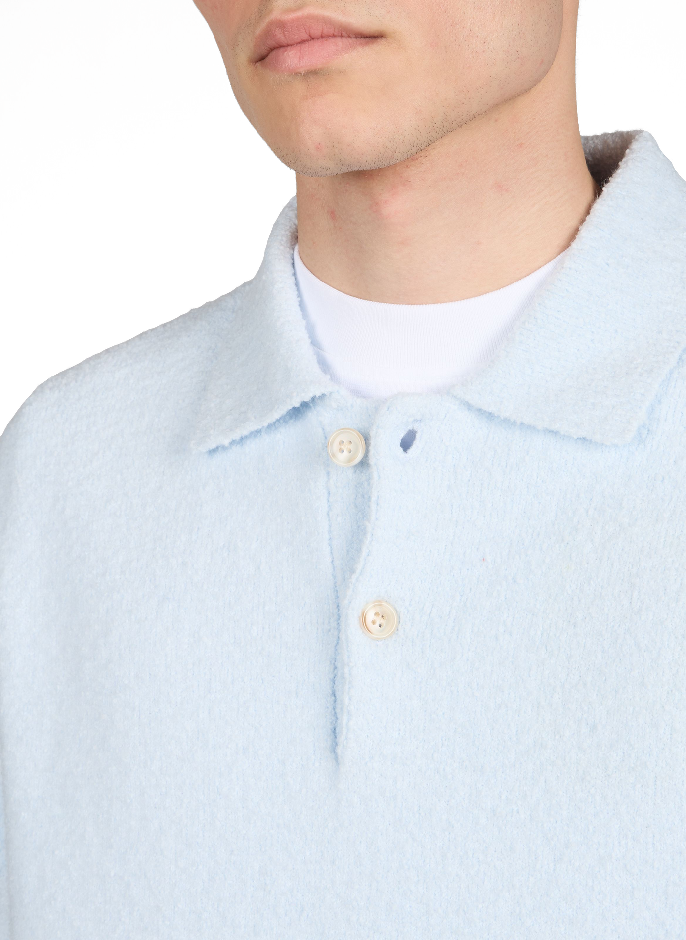 Pull à col polo en coton et laine mélangés SAMSOE SAMSOE Bleu