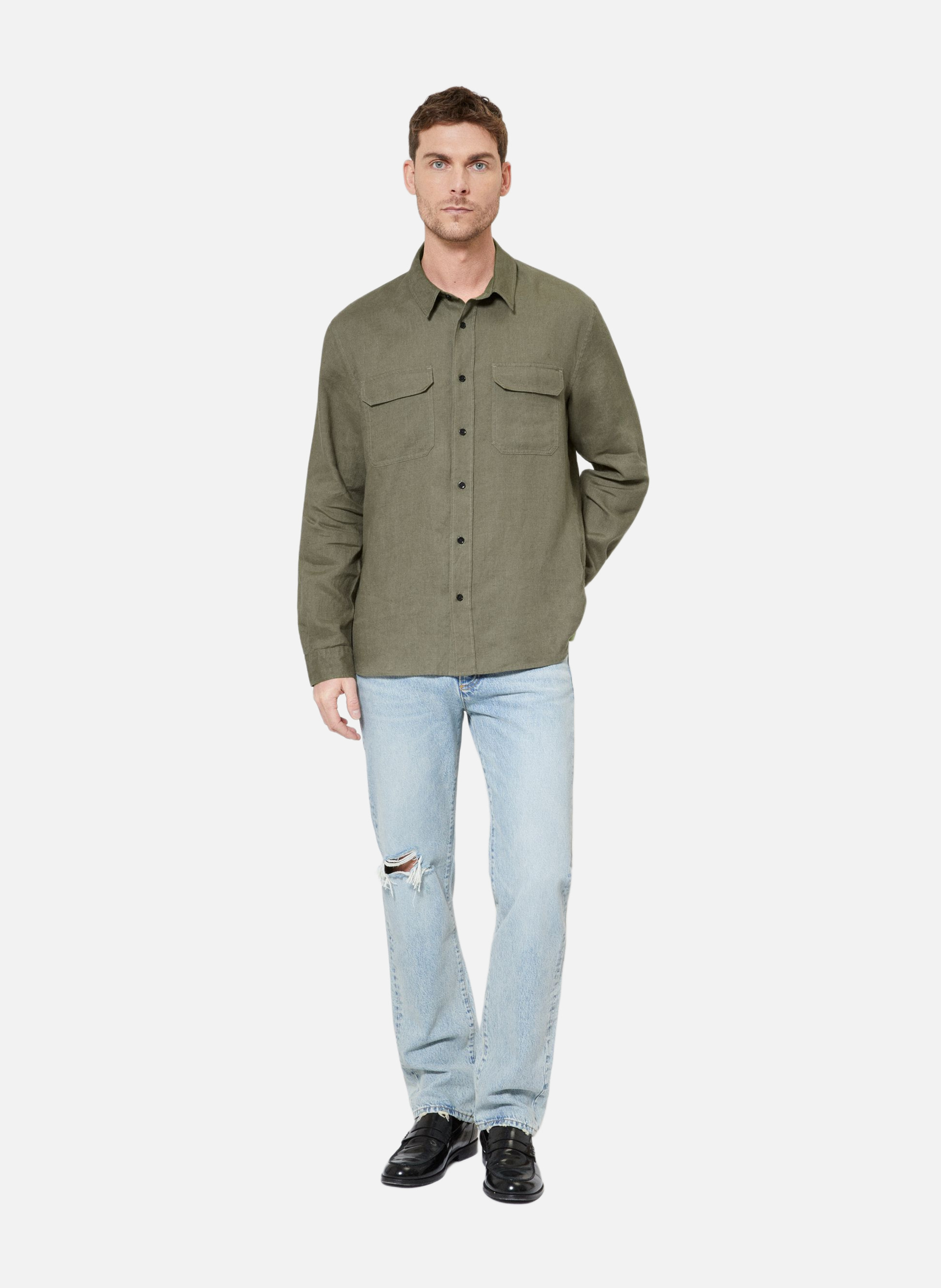 Chemise en lin THE KOOPLES Vert