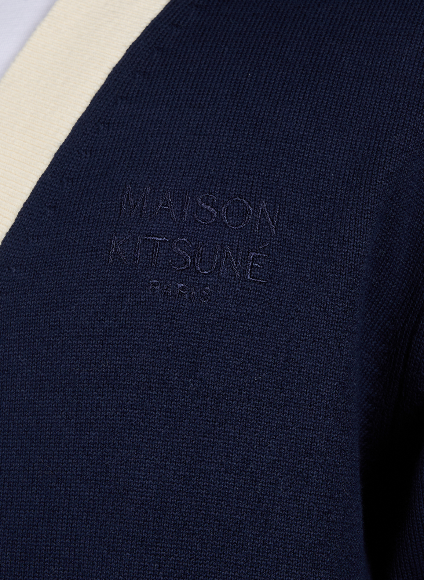 Cardigan encolure V en coton MAISON KITSUNÉ Bleu