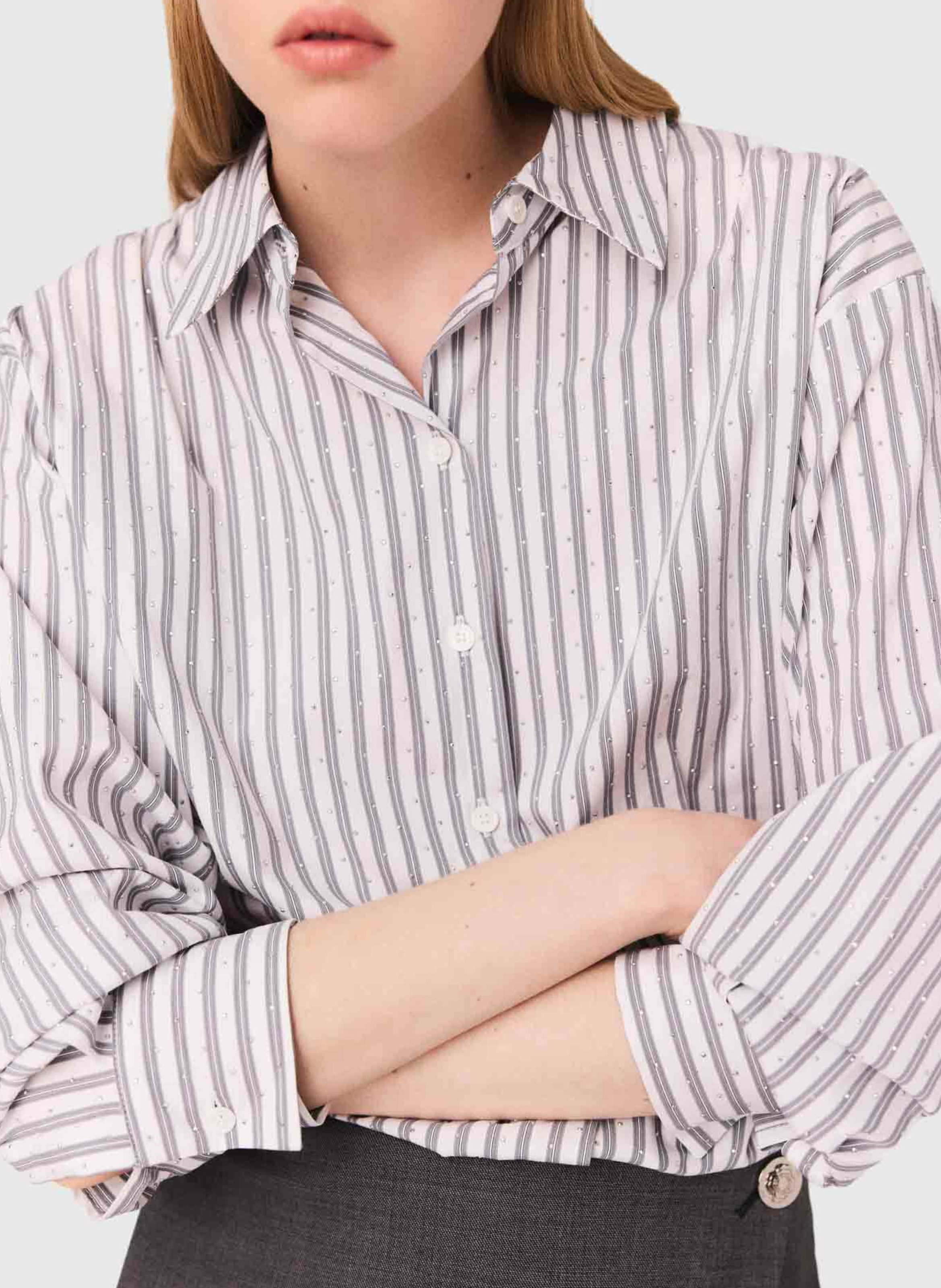 Robe courte col classique en coton mélangé MAJE Beige